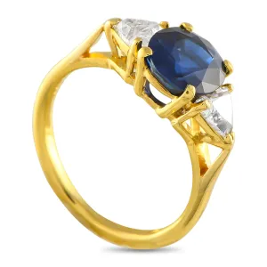 Cartier 18K Yellow Gold 0.47ct Diamond and Sapphire Three Stone Ring CA14-05025