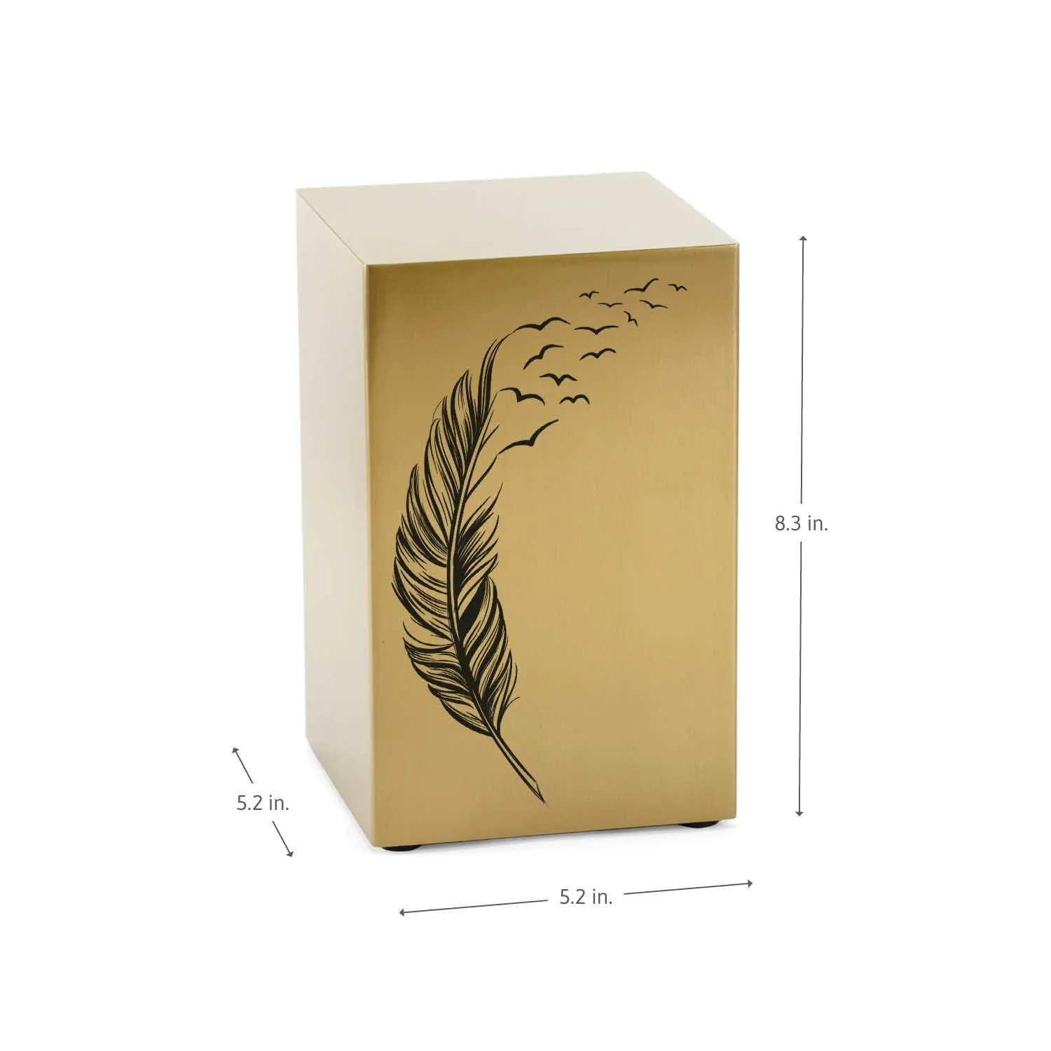 Cascade Bronze Cremation Urn With Black Take Flight Feather