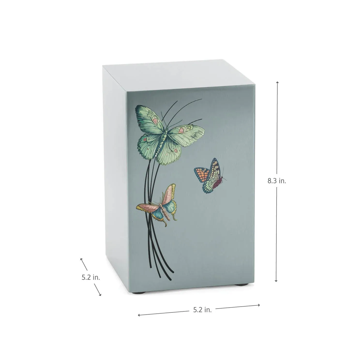 Cascade Pewter Cremation Urn With Green & Red Butterflies
