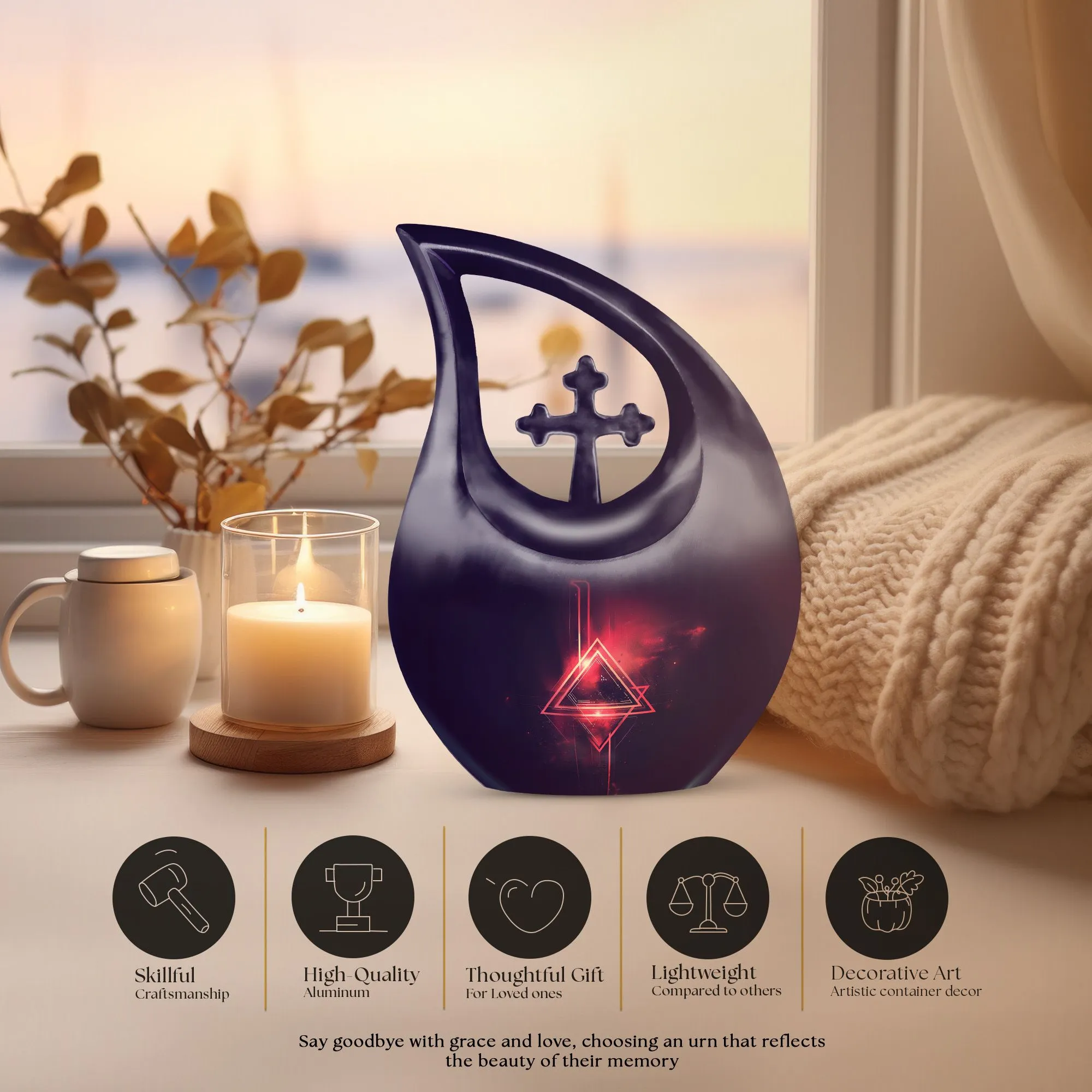 Catholic Urn -  Container For Cremated Adult Human Ashes