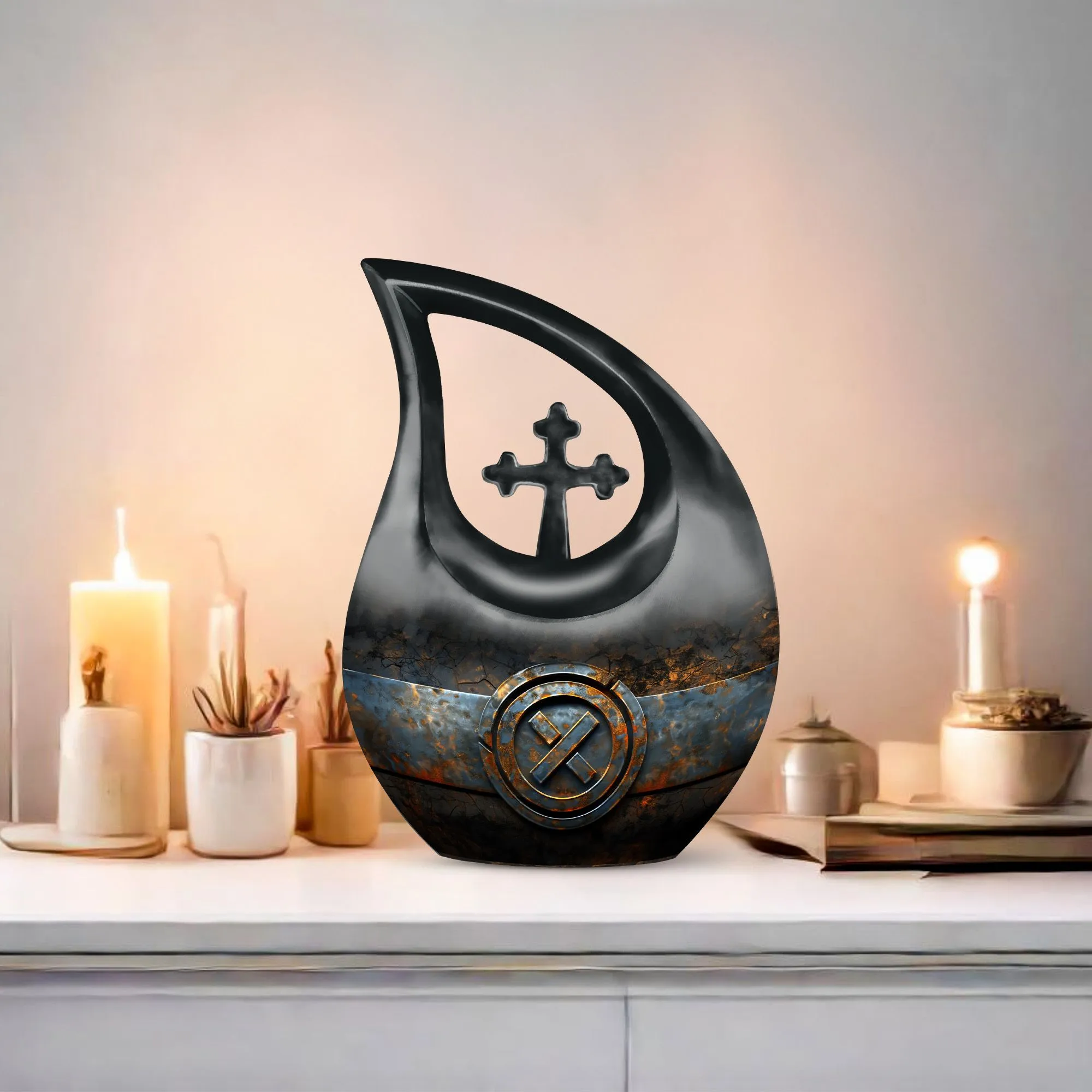 Catholic Urn Embrace: Ash-holding Grand Memorabilia