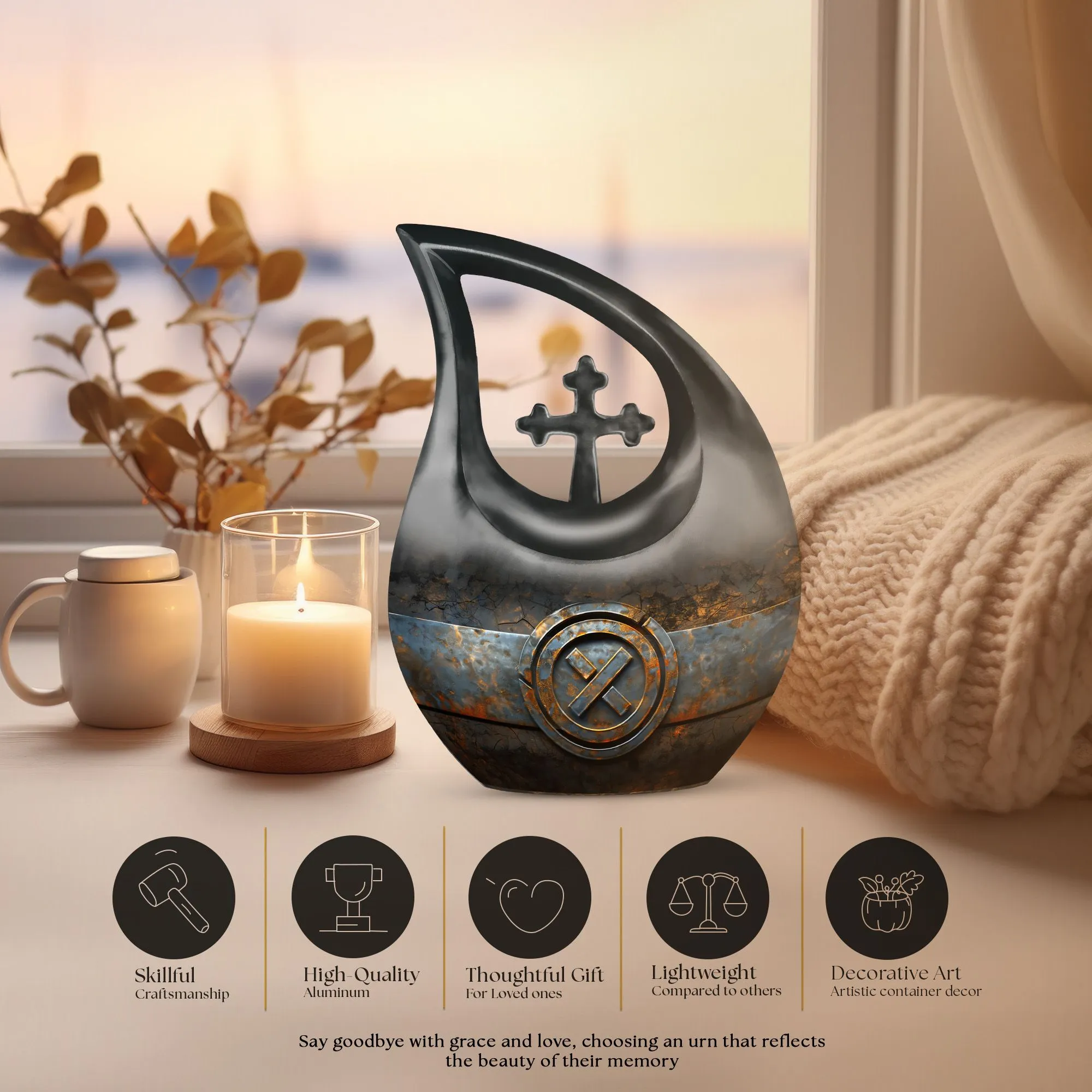 Catholic Urn Embrace: Ash-holding Grand Memorabilia