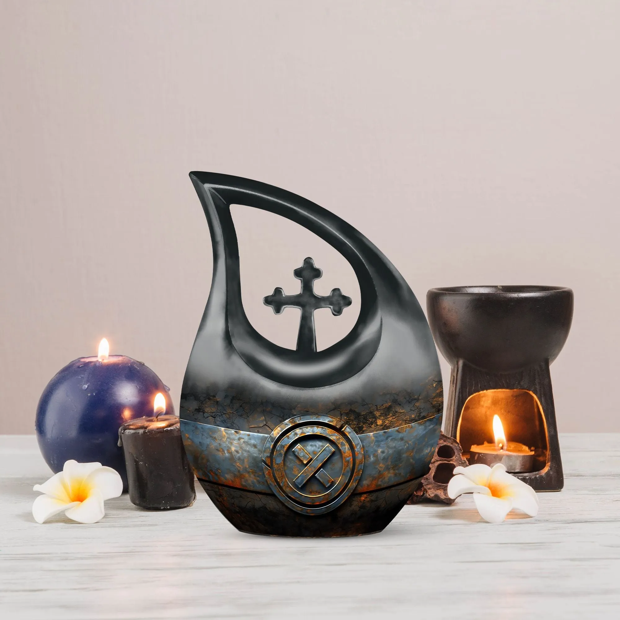 Catholic Urn Embrace: Ash-holding Grand Memorabilia