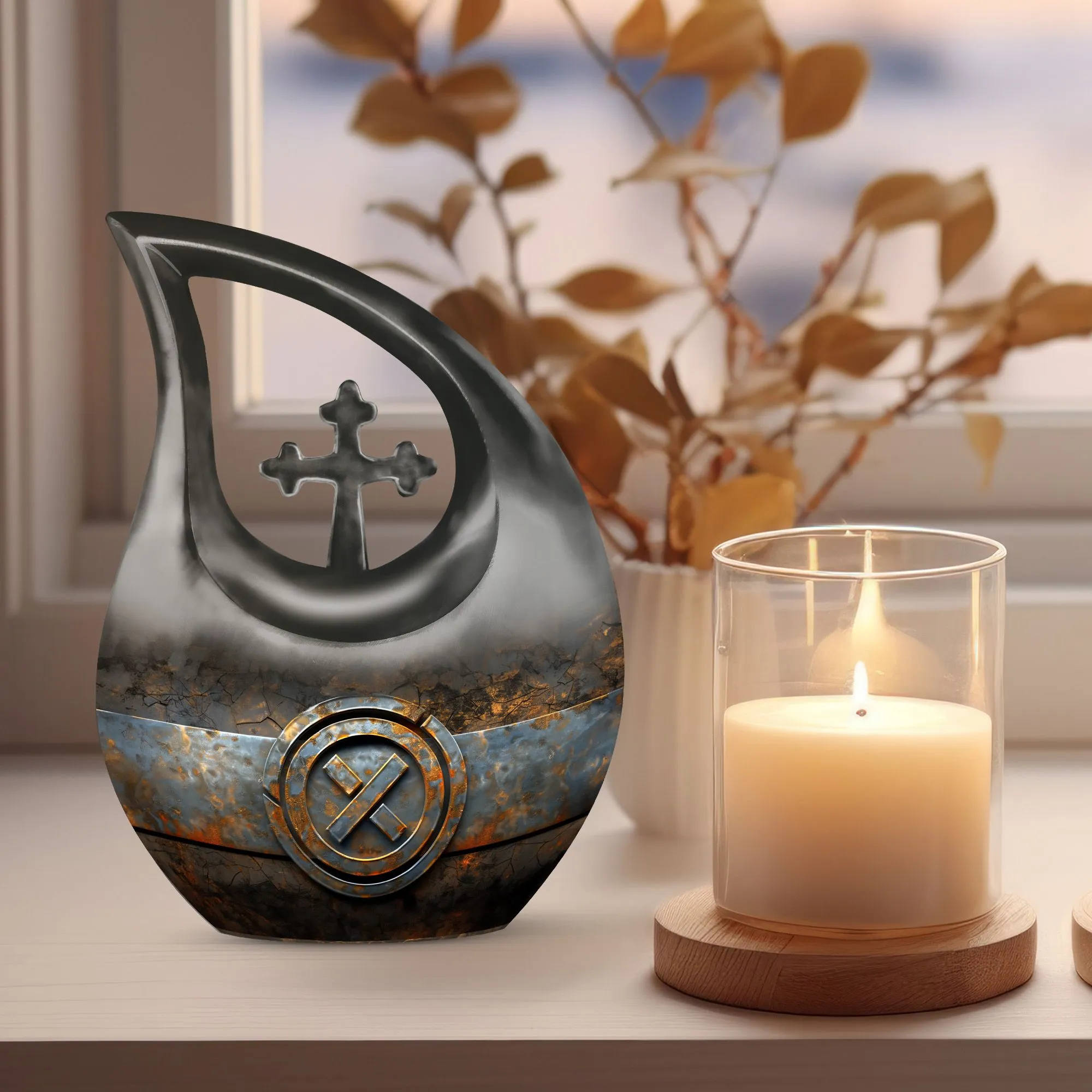 Catholic Urn Embrace: Ash-holding Grand Memorabilia