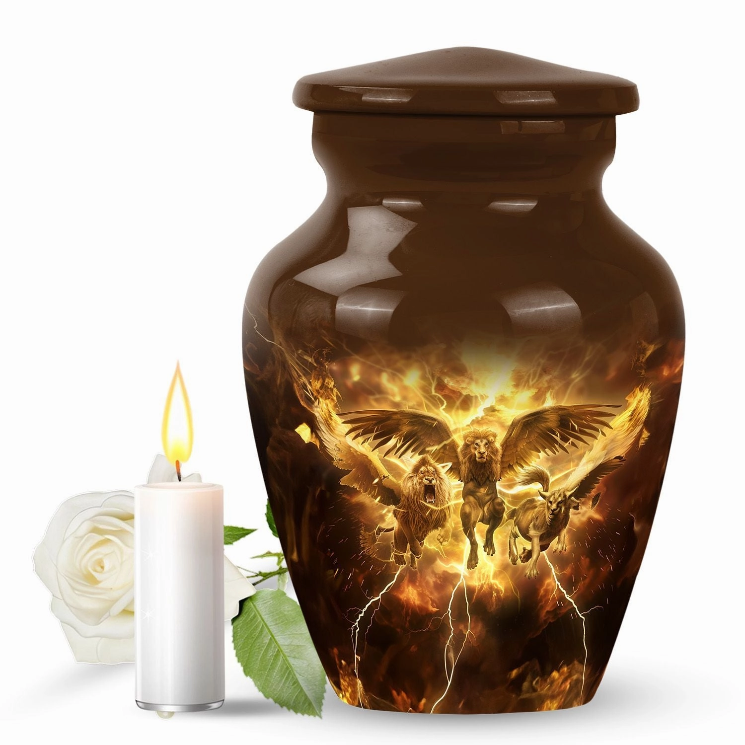 Catholic Urn - Luminary Cremation Keepsake for the Beloved Father