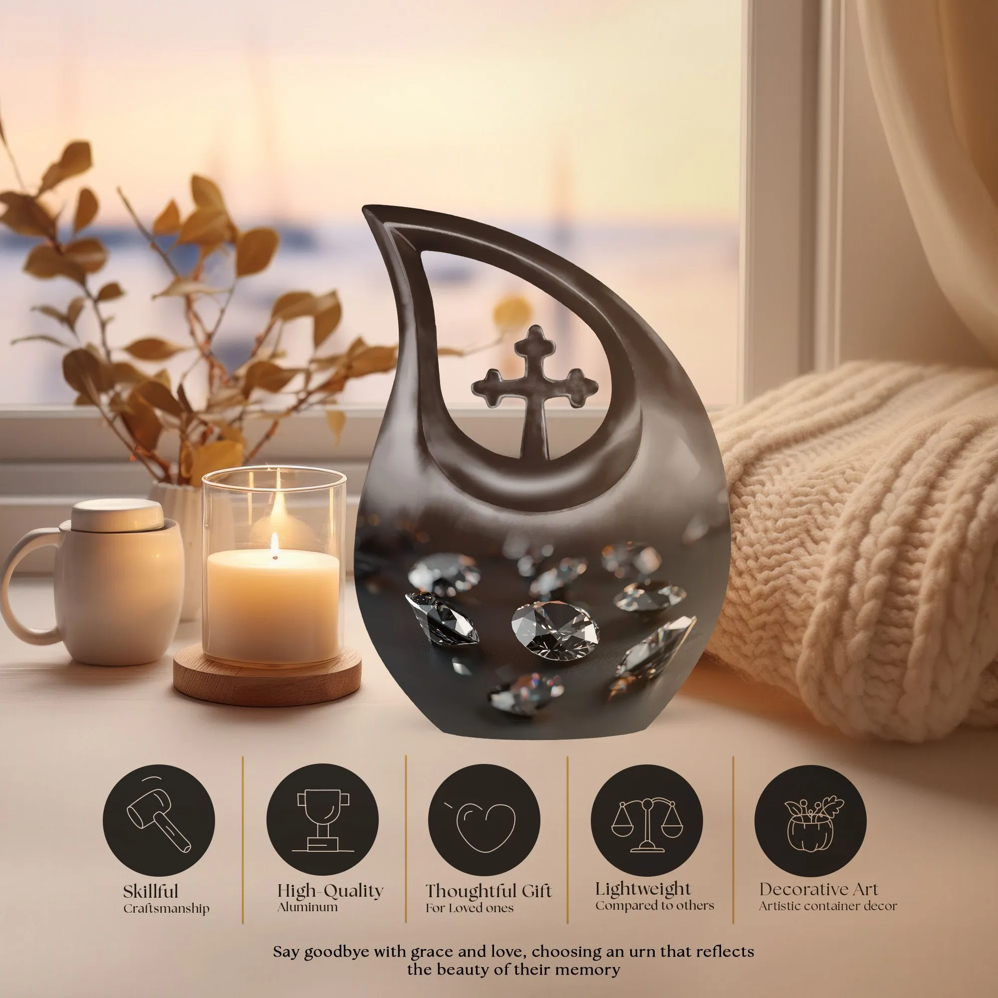 Ceremonial Diamond Urn: Devotion Keepsake for Human Ashes