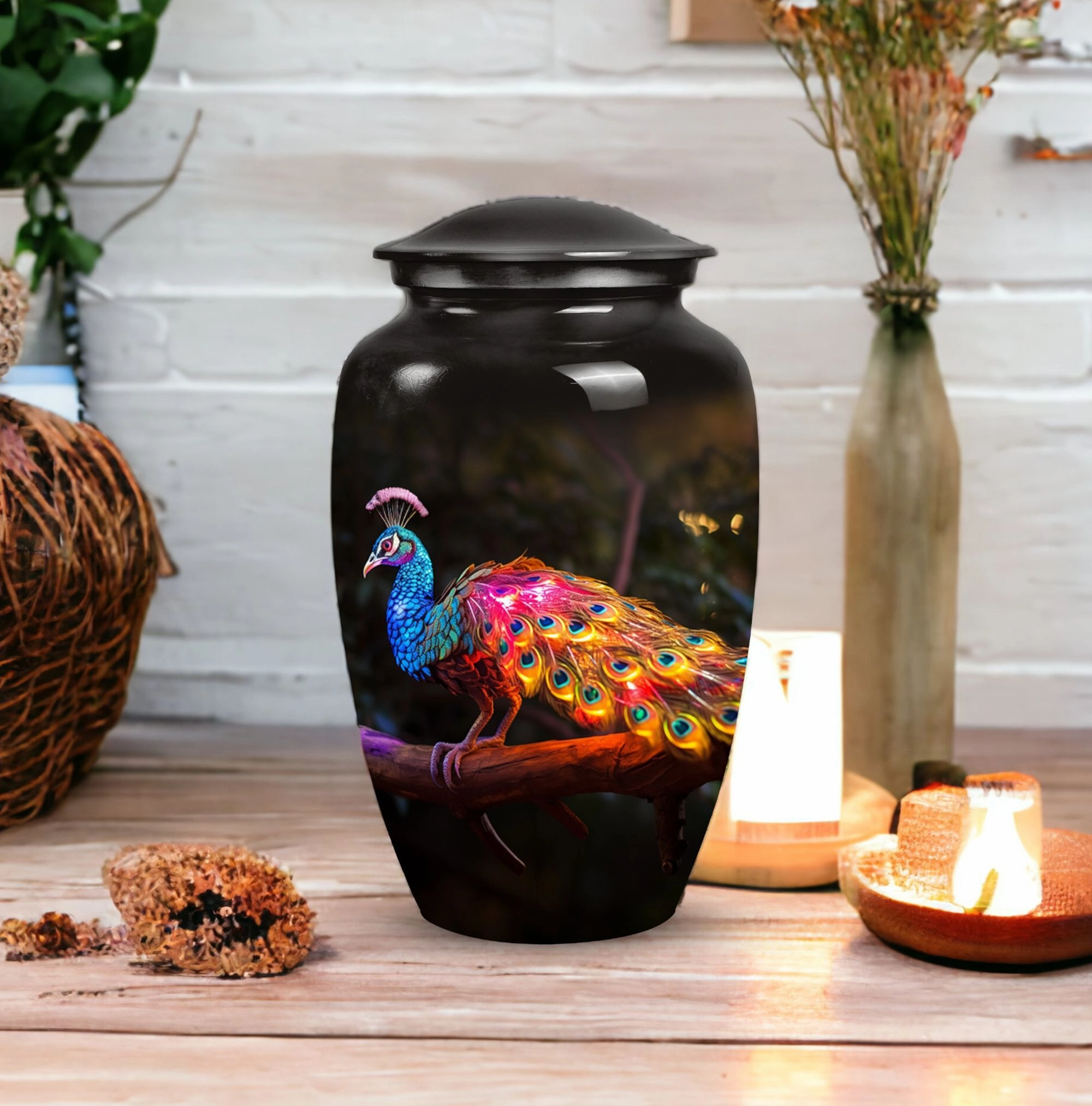Cherish Farewell: Peacock Cremation Urn, Elegant Memorial Urn