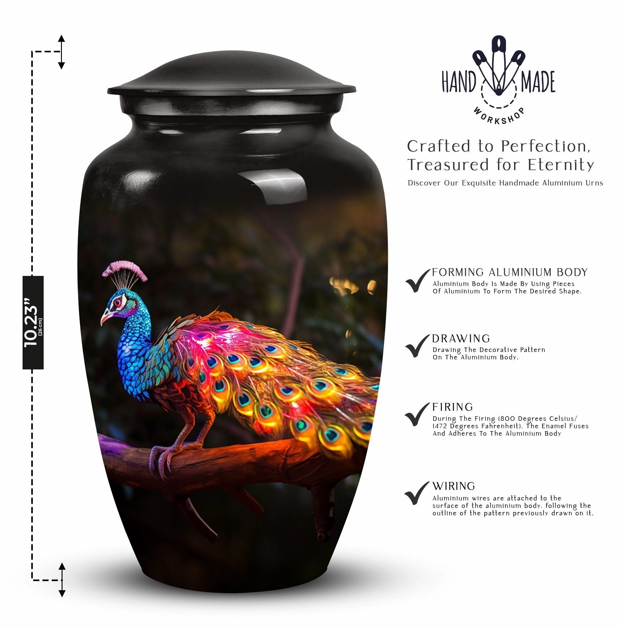 Cherish Farewell: Peacock Cremation Urn, Elegant Memorial Urn