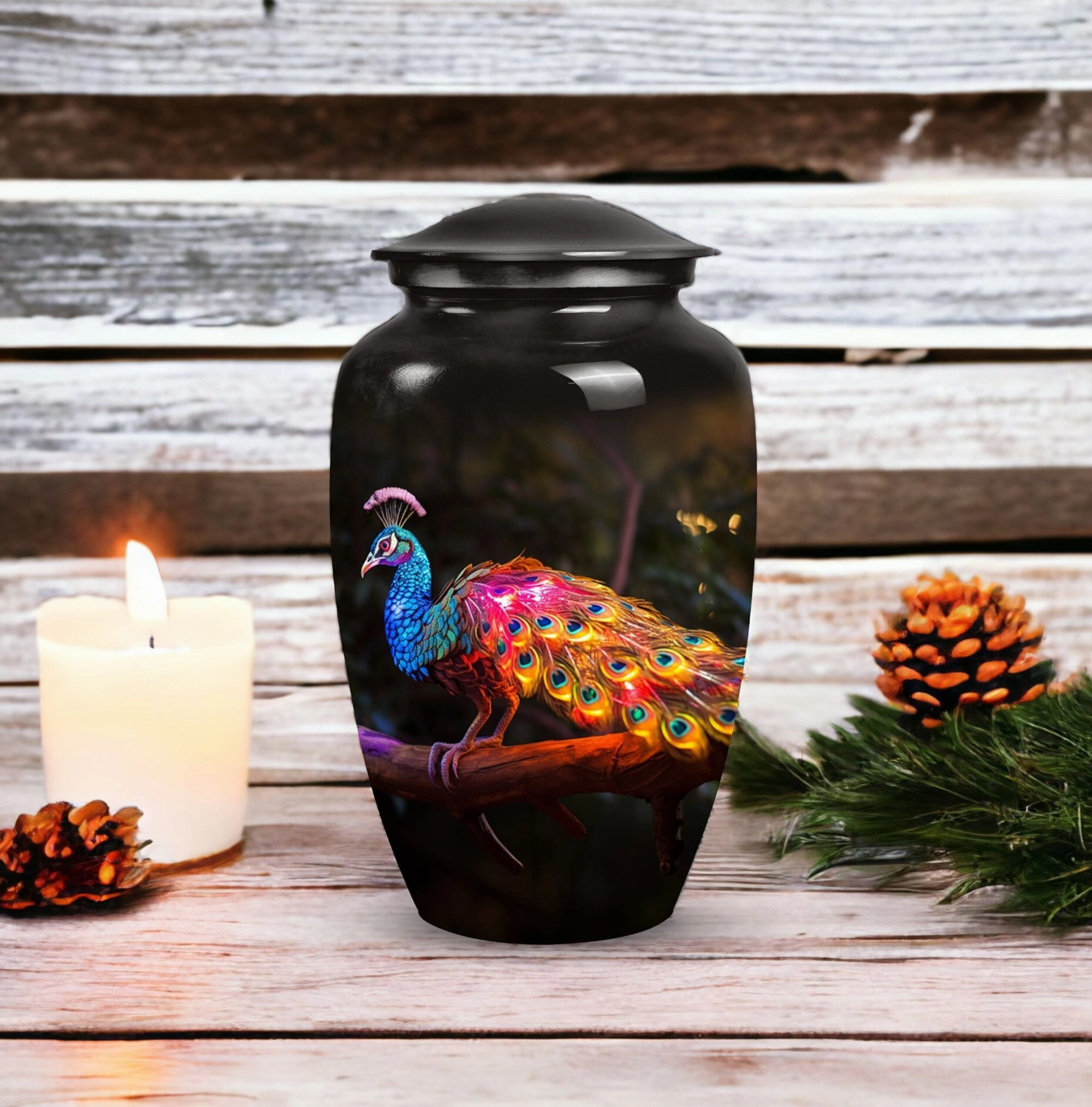 Cherish Farewell: Peacock Cremation Urn, Elegant Memorial Urn