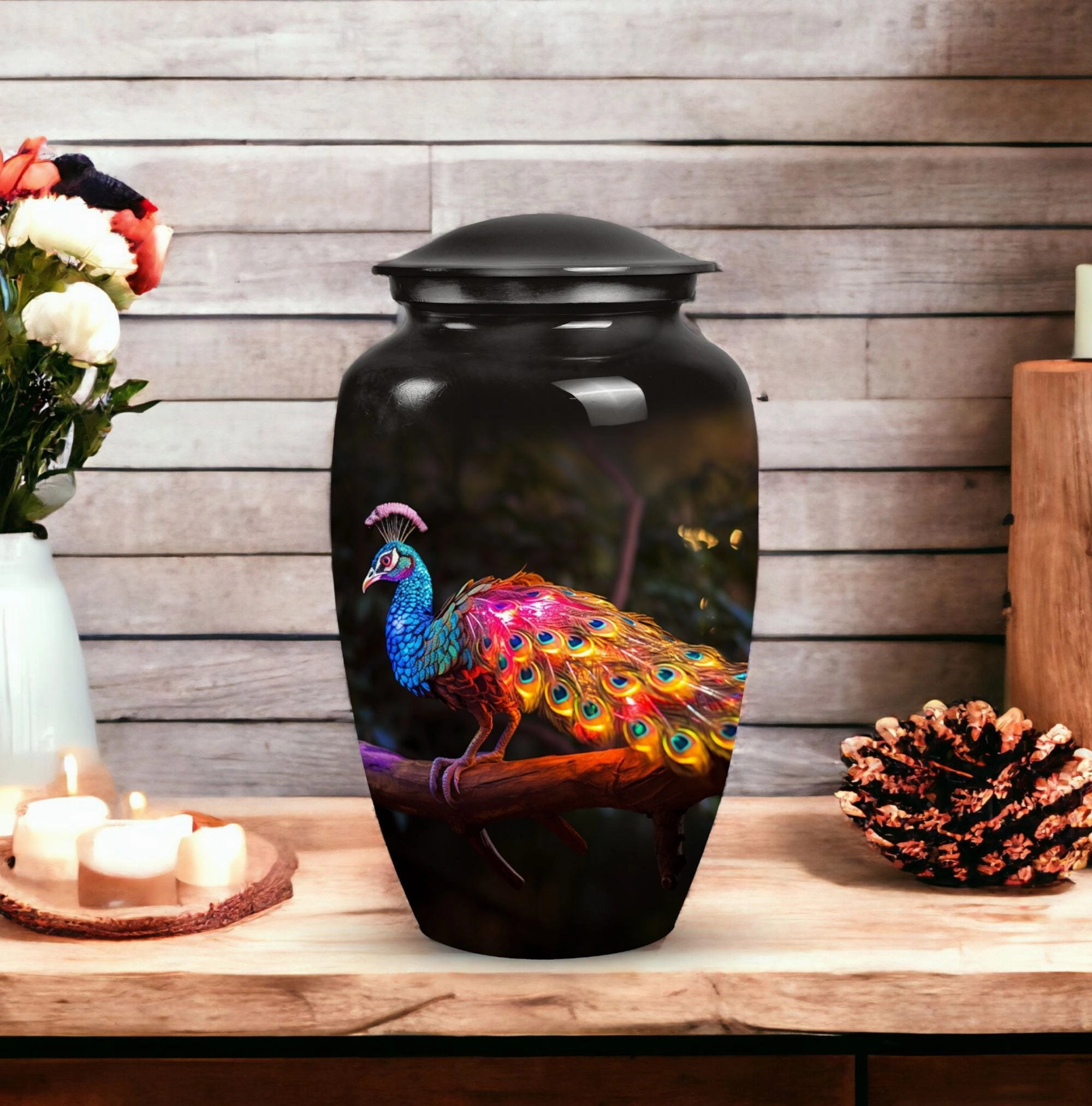 Cherish Farewell: Peacock Cremation Urn, Elegant Memorial Urn