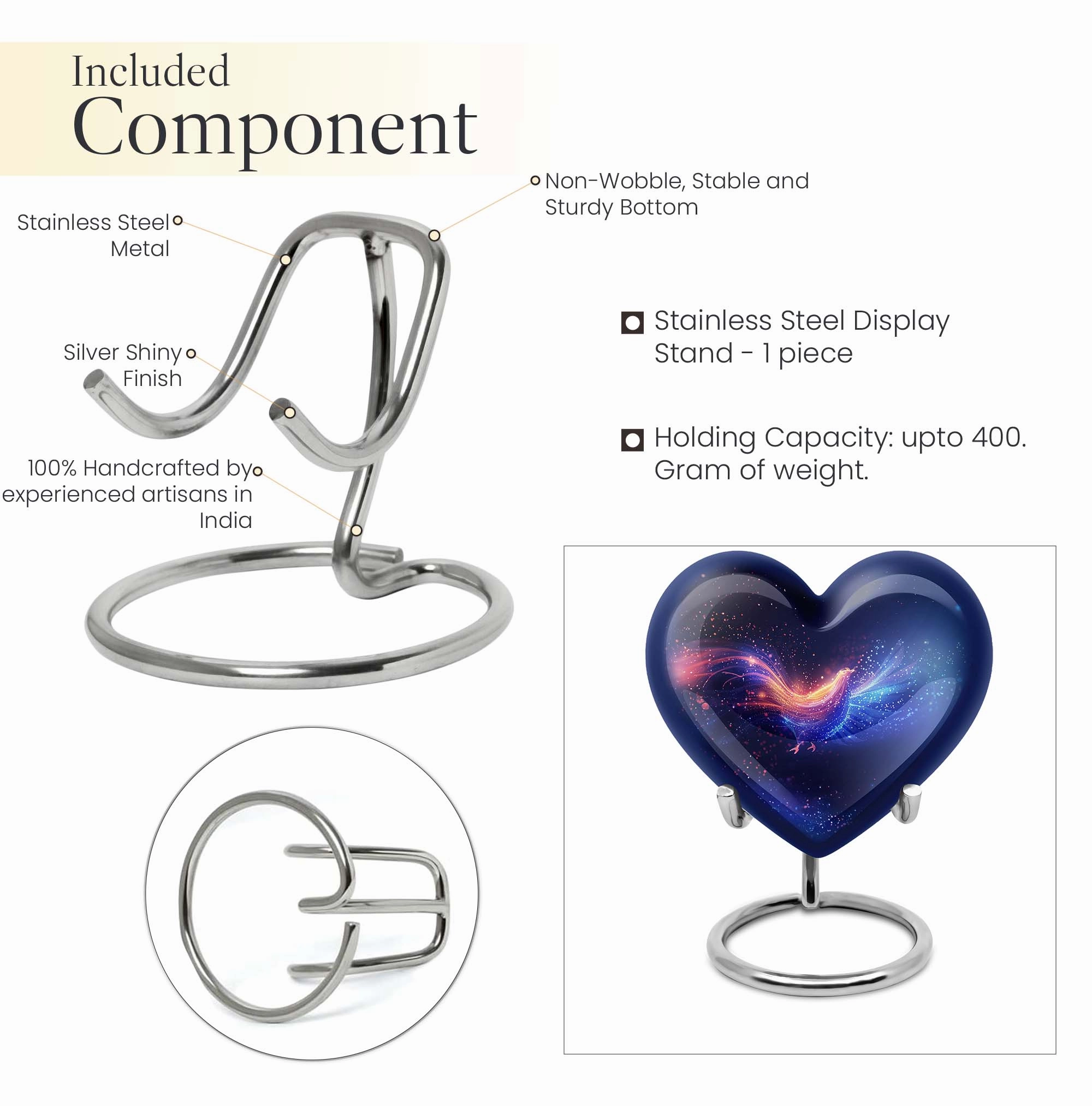 Chicken Heart Cremation Urn - Large Dignified Storage