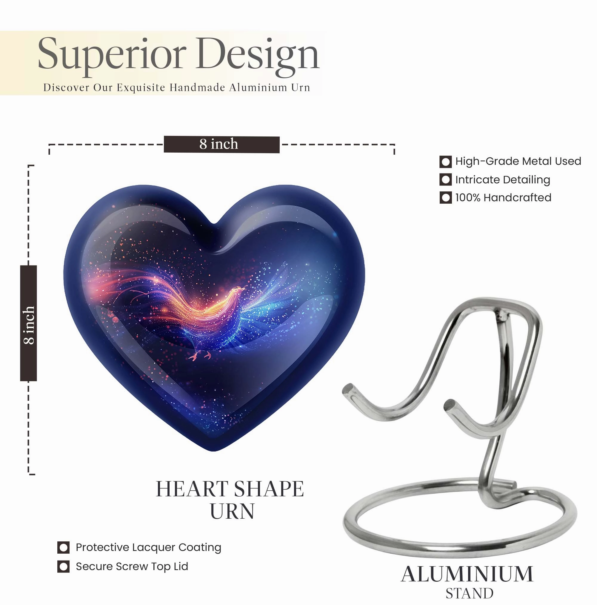 Chicken Heart Cremation Urn - Large Dignified Storage
