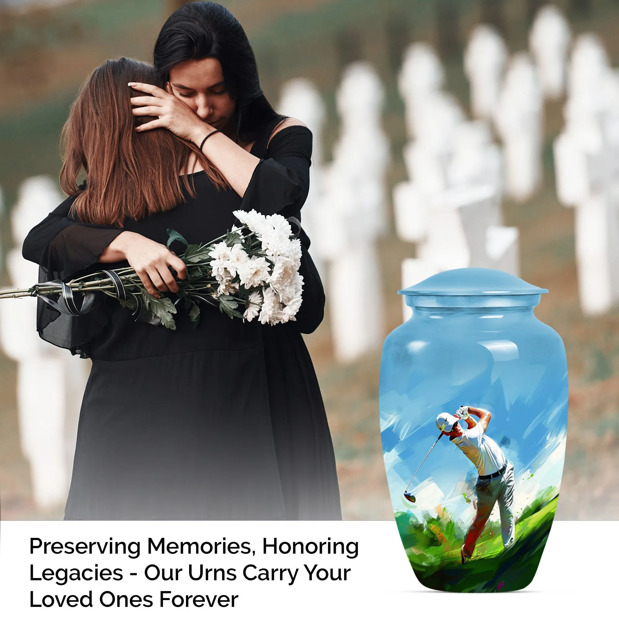 Classic Golf Urn - Adult Cremation Memorial for Ashes