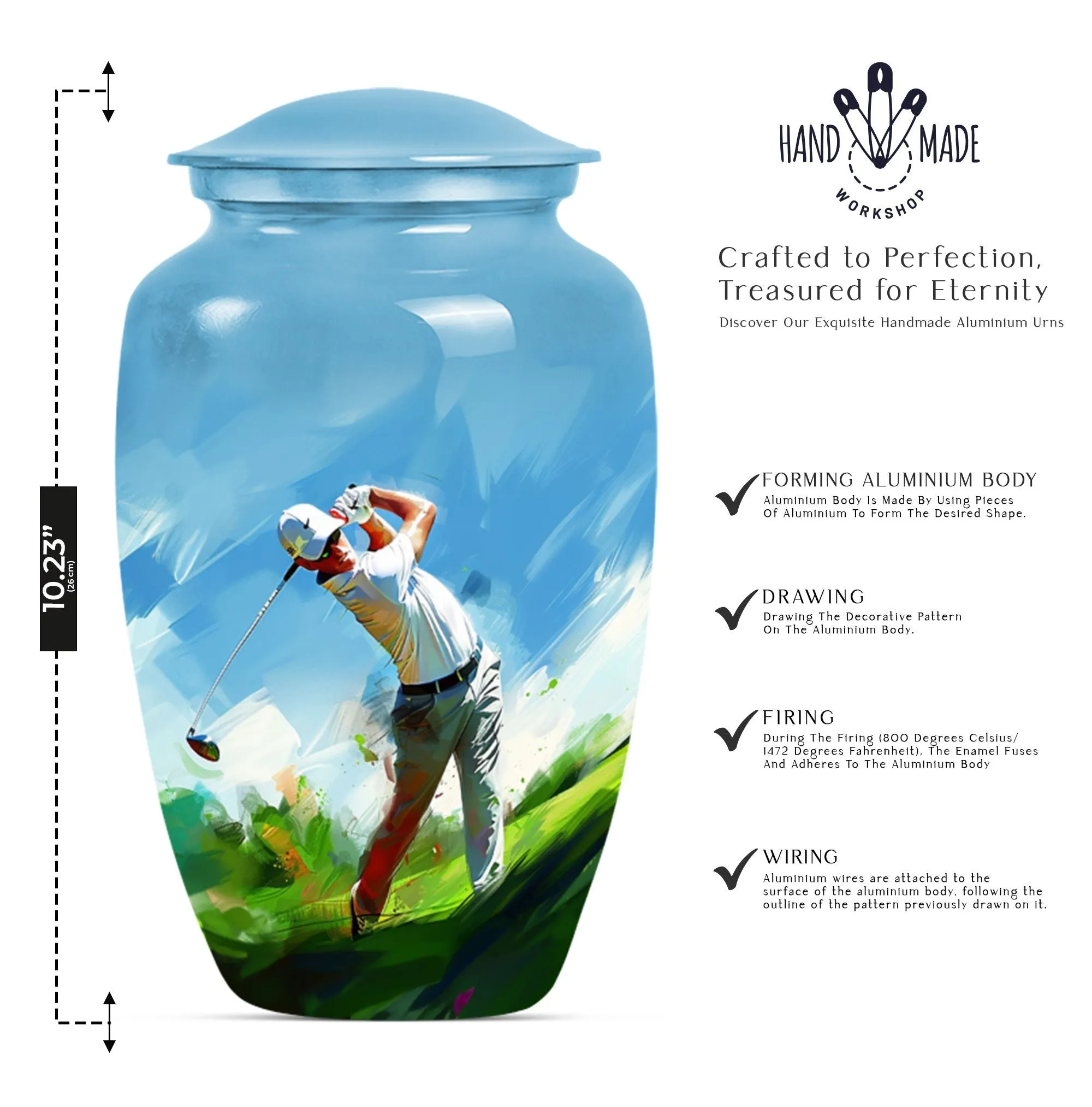 Classic Golf Urn - Adult Cremation Memorial for Ashes
