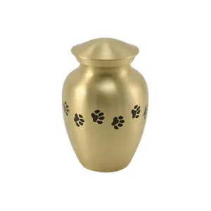 Classic Paw Brass Cremation Urn | Extra Small Size For Dog or Cat | Holds up to a 40 # Pet