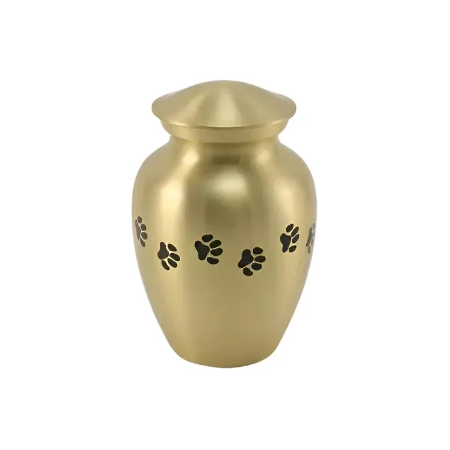 Classic Paw Brass Cremation Urn | Extra Small Size For Dog or Cat | Holds up to a 40 # Pet