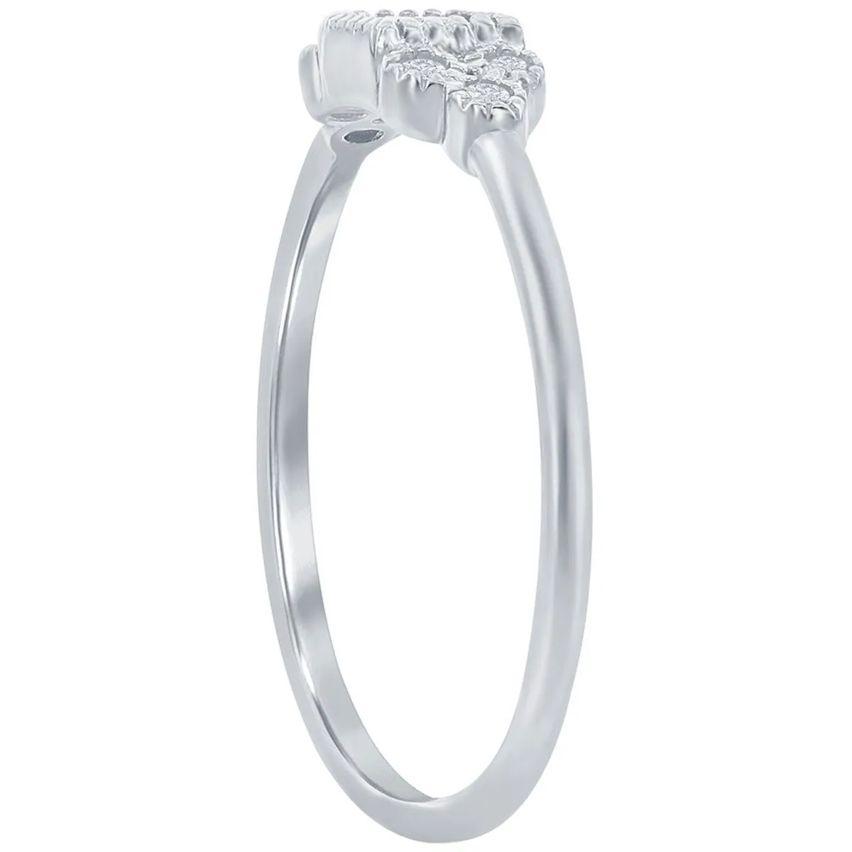 Classic Women's Square and 3-Stone Sides CZ Ring - W-2742