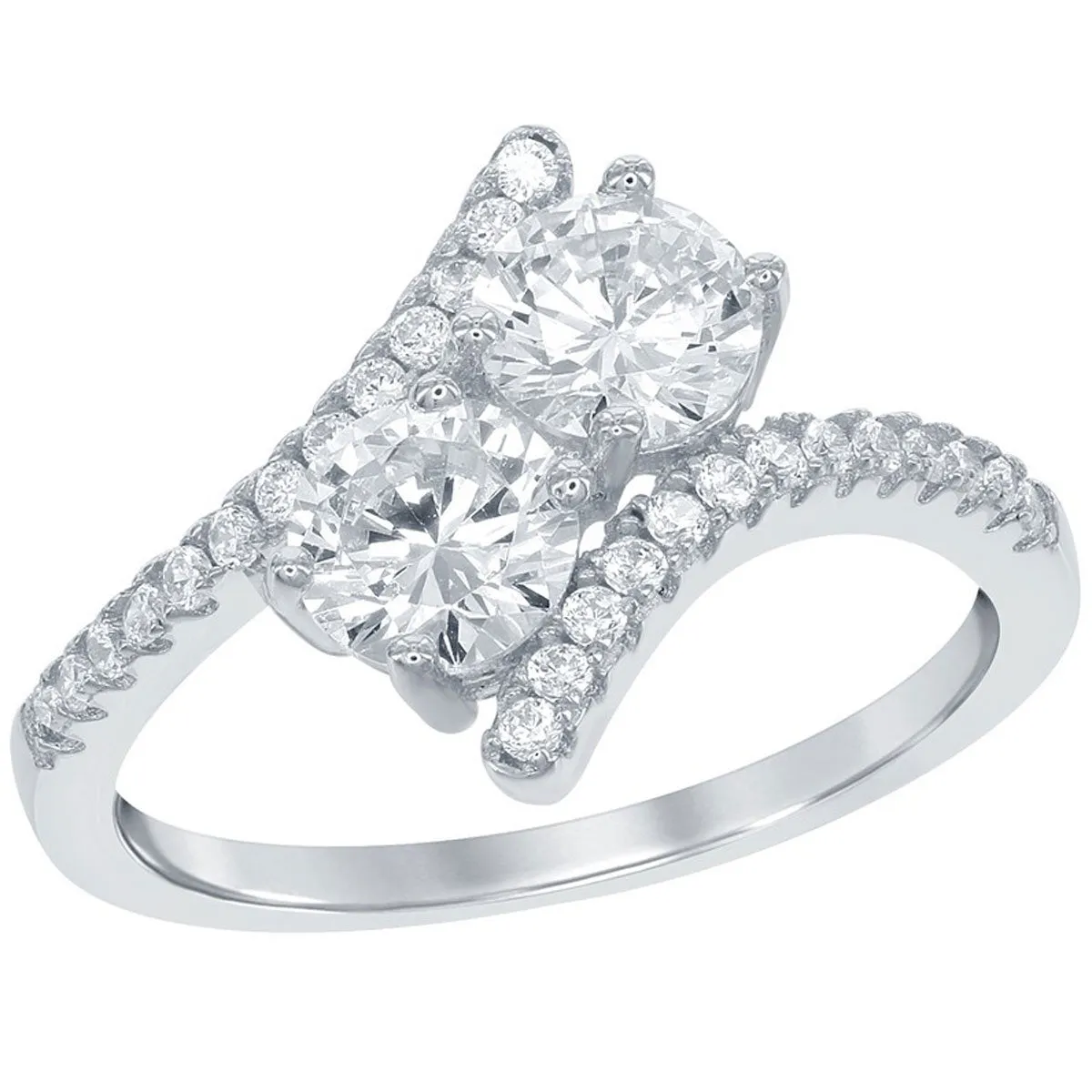 Classic Women's Us2gether CZ Overlapping Ring - W-1669