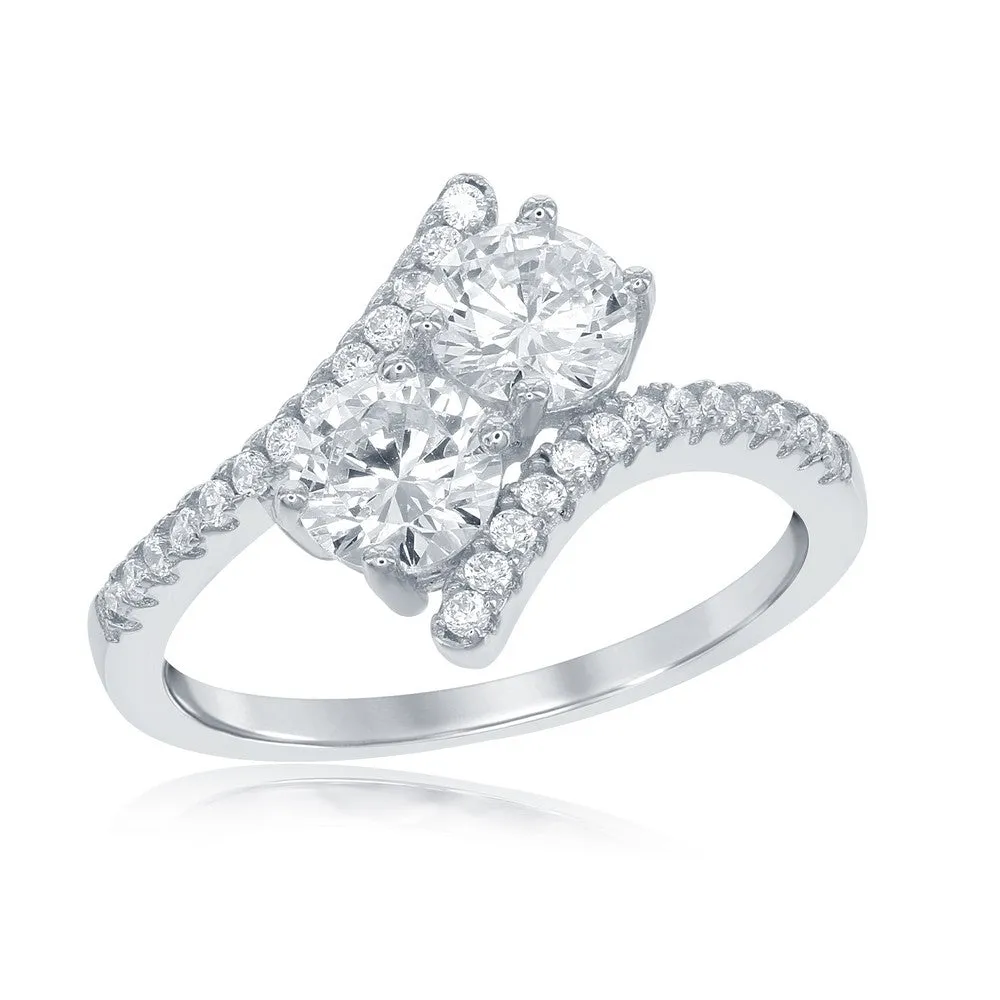Classic Women's Us2gether CZ Overlapping Ring - W-1669