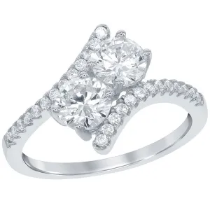 Classic Women's Us2gether CZ Overlapping Ring - W-1669