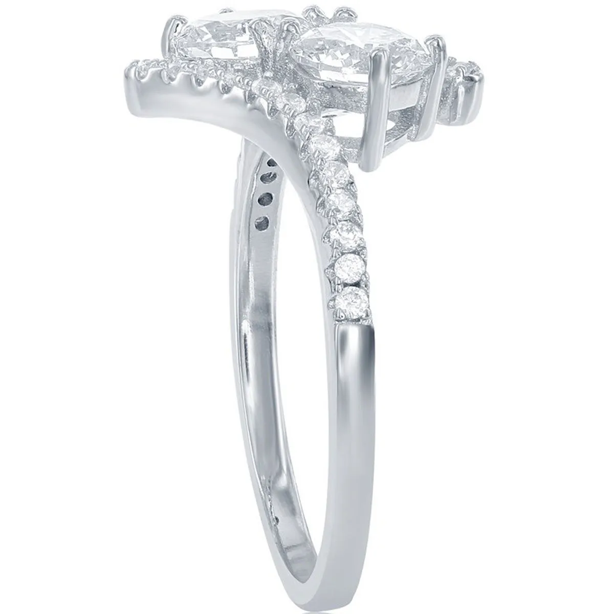 Classic Women's Us2gether CZ Overlapping Ring - W-1669