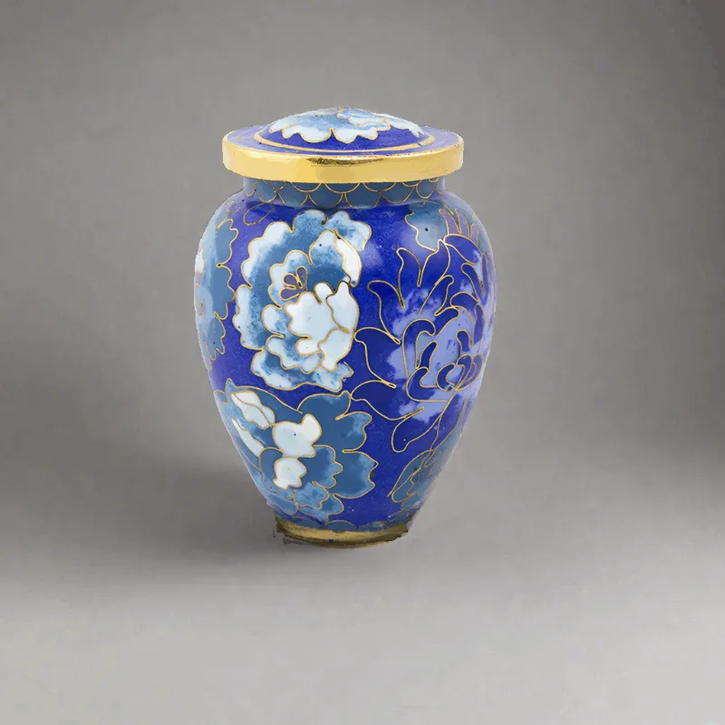 Cloisonne Blue Cremation Keepsake Urn