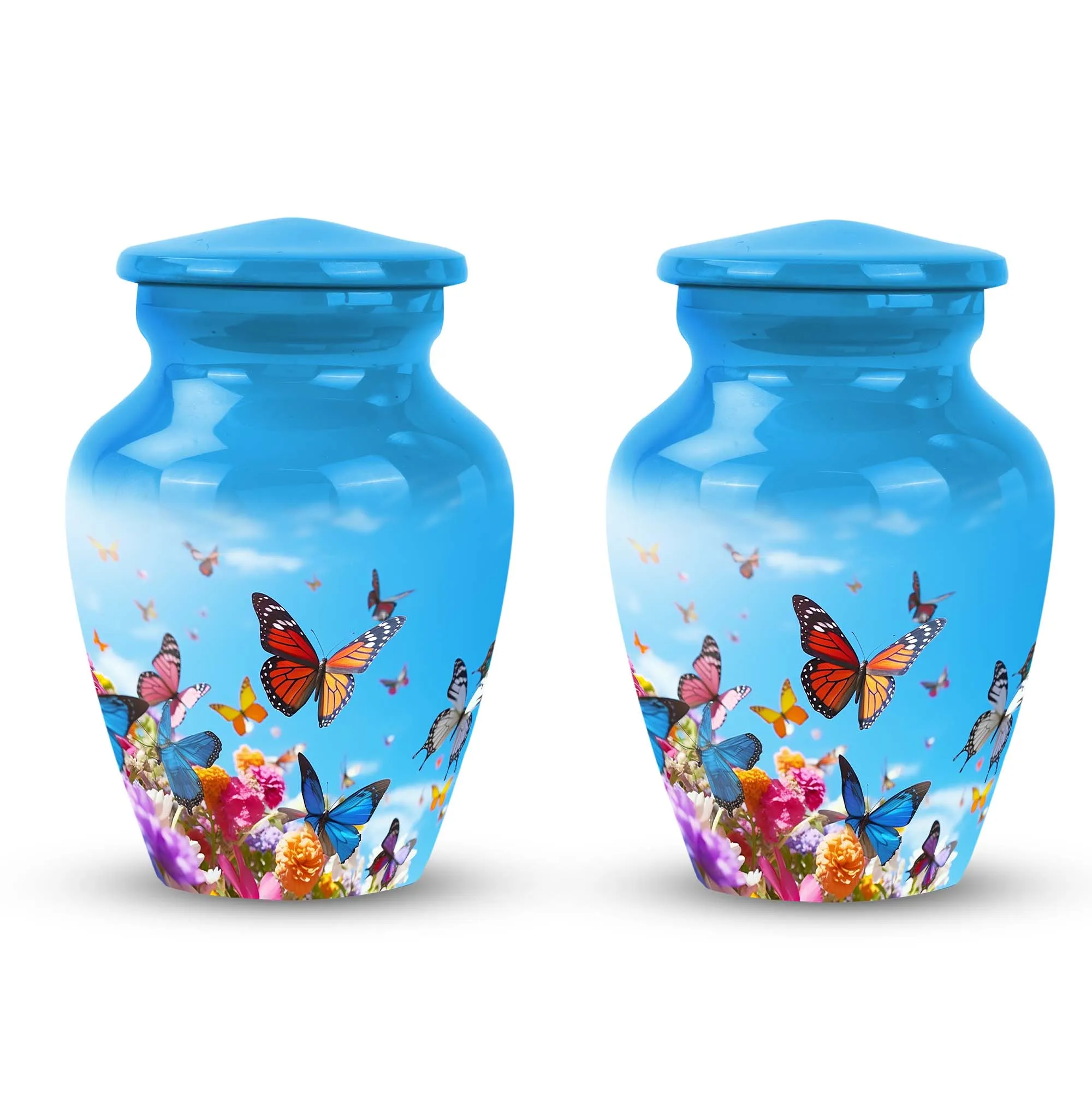 Colorful Butterfly Tribute: Custom Emblazoned Memorial Urn