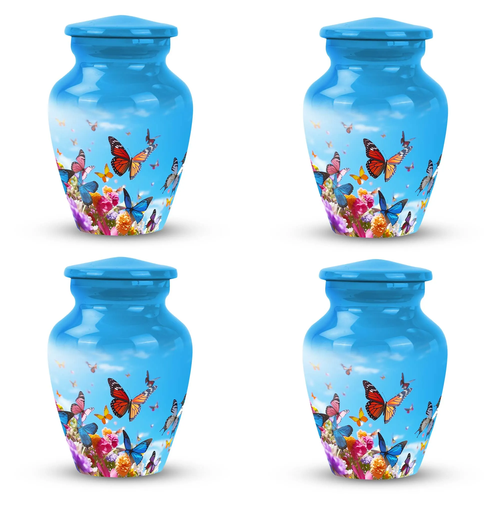 Colorful Butterfly Tribute: Custom Emblazoned Memorial Urn