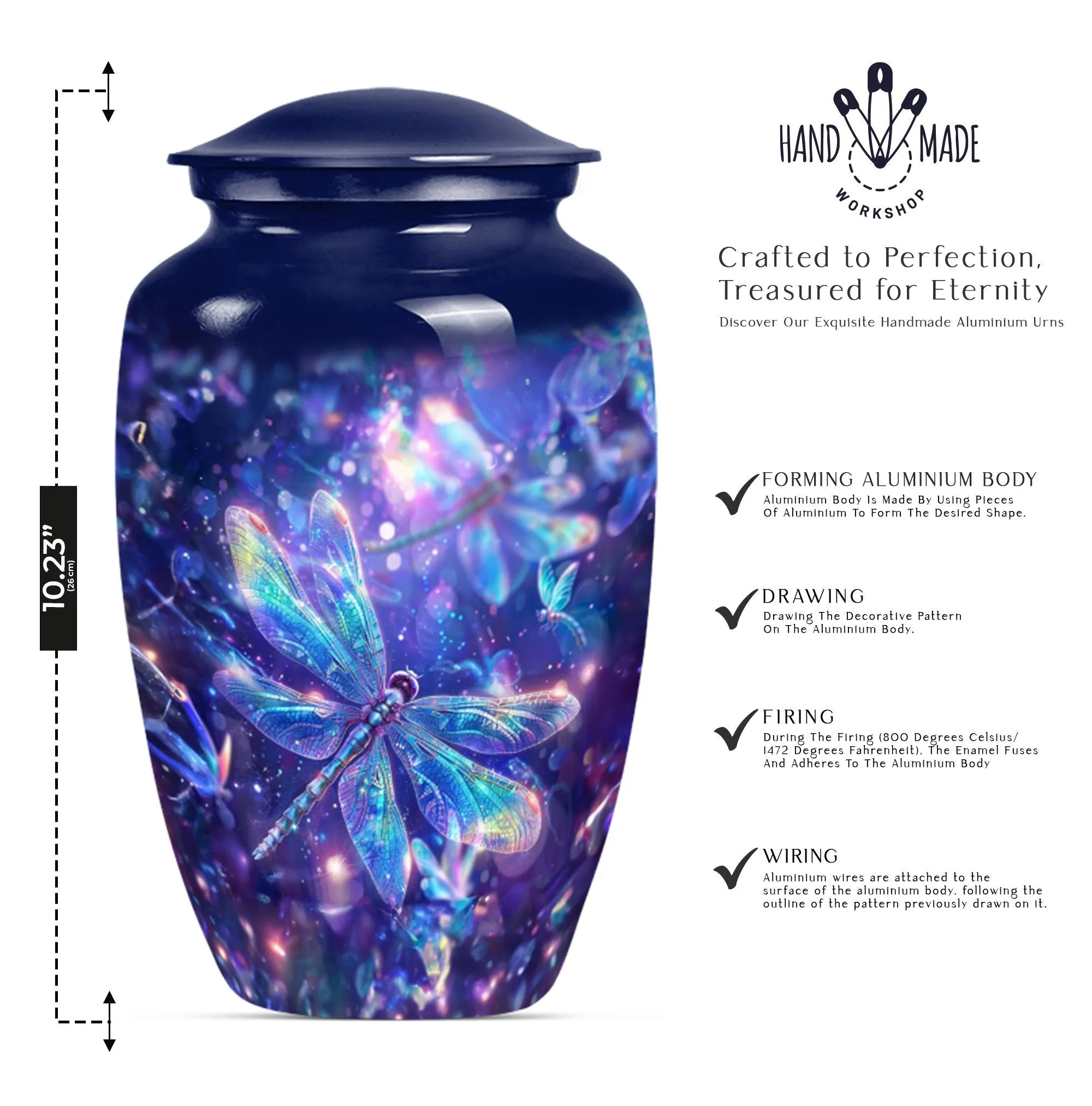 COSMIC DRAGONFLY Memorial Urn - A Classic Aluminium Tribute
