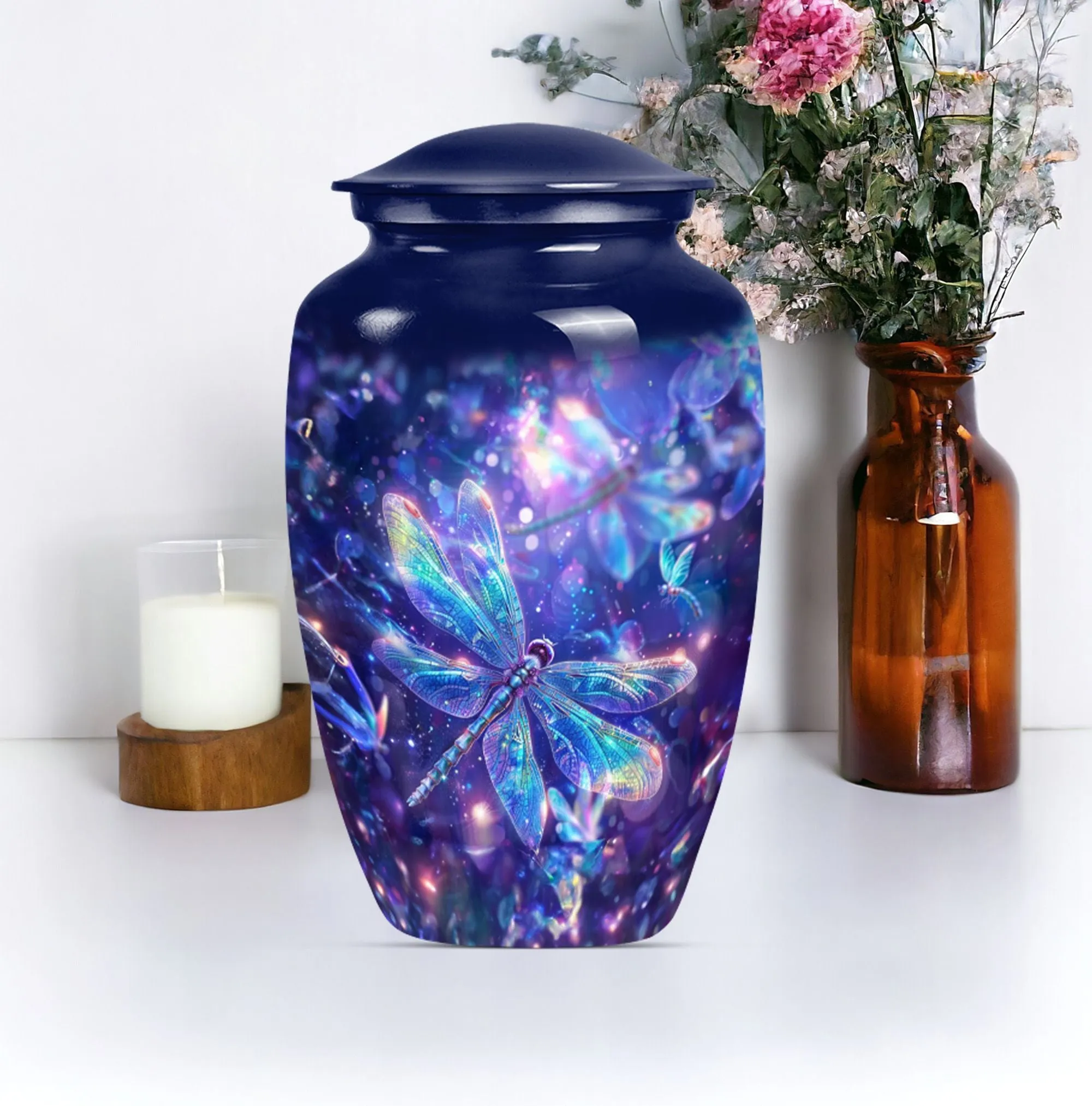 COSMIC DRAGONFLY Memorial Urn - A Classic Aluminium Tribute
