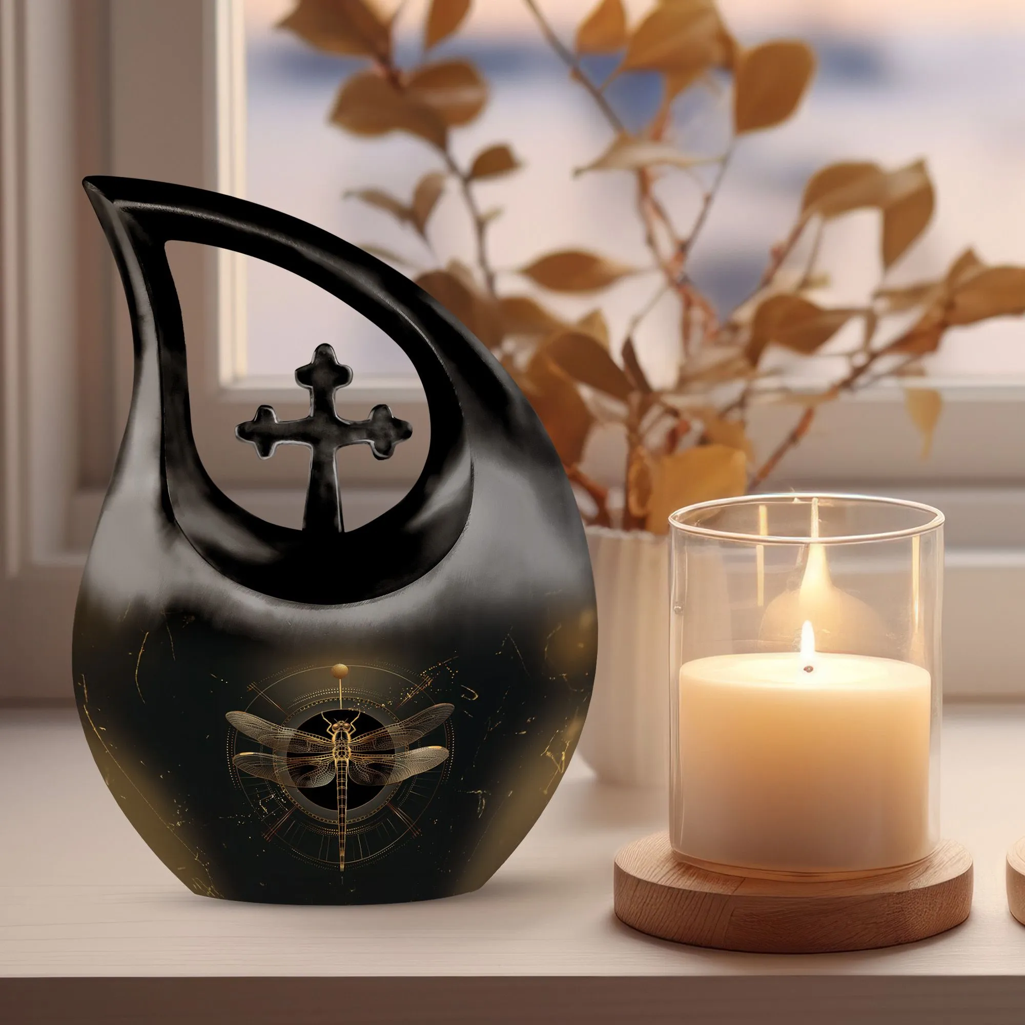 Cosmic Dragonfly Urn : Medium Size Memorial Cremation Urn
