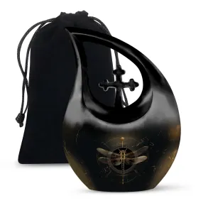 Cosmic Dragonfly Urn : Medium Size Memorial Cremation Urn