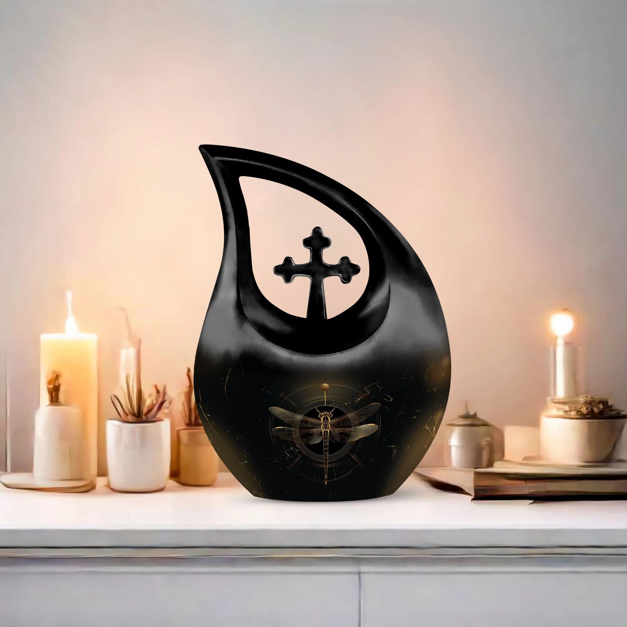 Cosmic Dragonfly Urn : Medium Size Memorial Cremation Urn