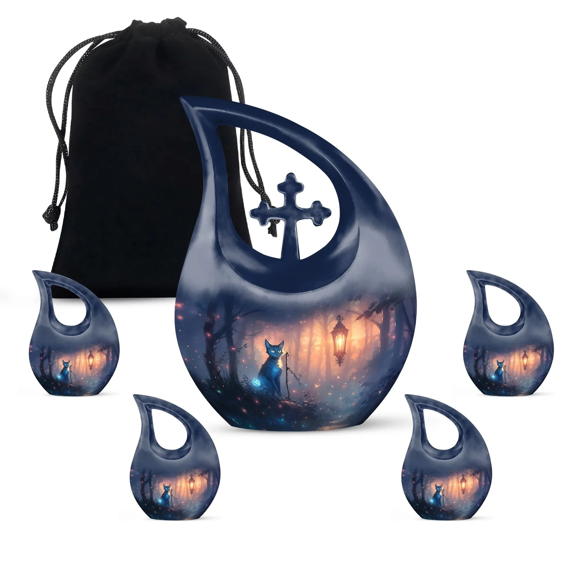 Cosmic Feline's Memorial Urn with Ethereal Presence