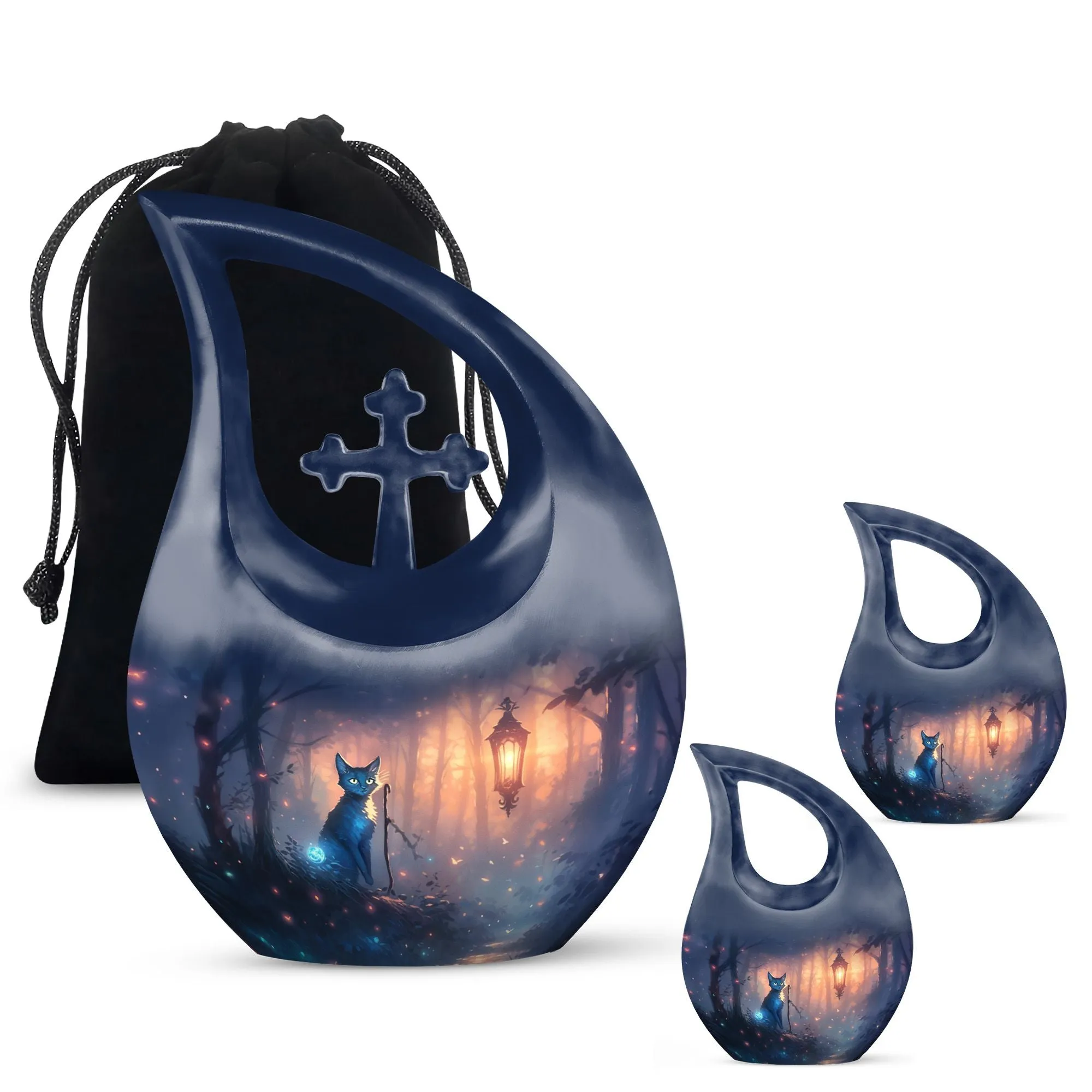 Cosmic Feline's Memorial Urn with Ethereal Presence