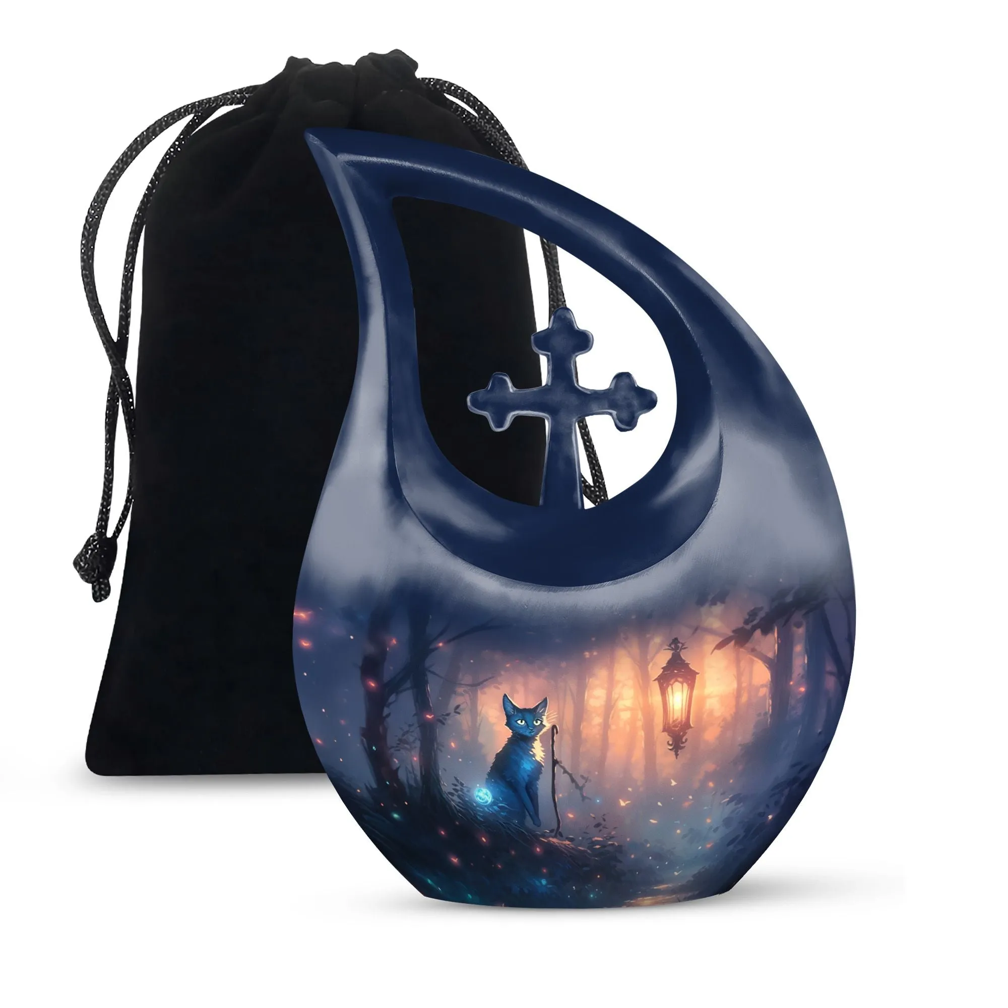 Cosmic Feline's Memorial Urn with Ethereal Presence