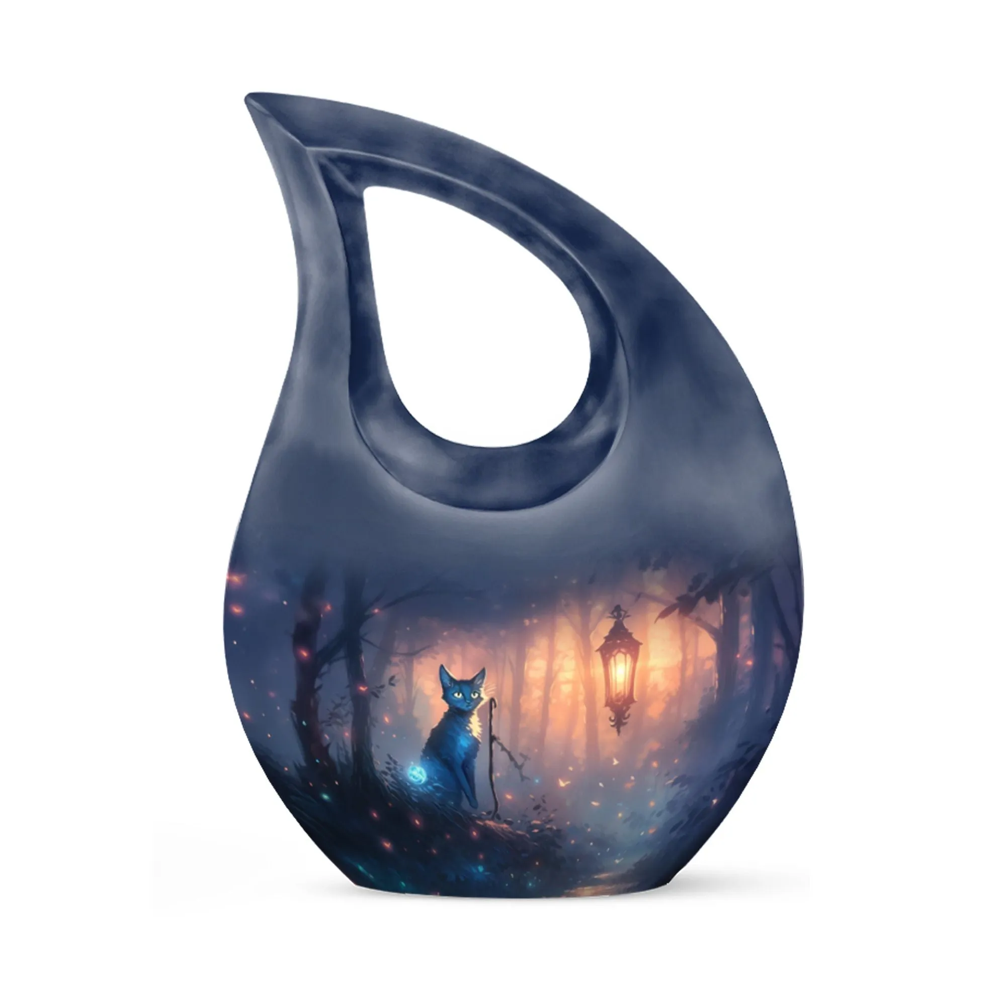Cosmic Feline's Memorial Urn with Ethereal Presence
