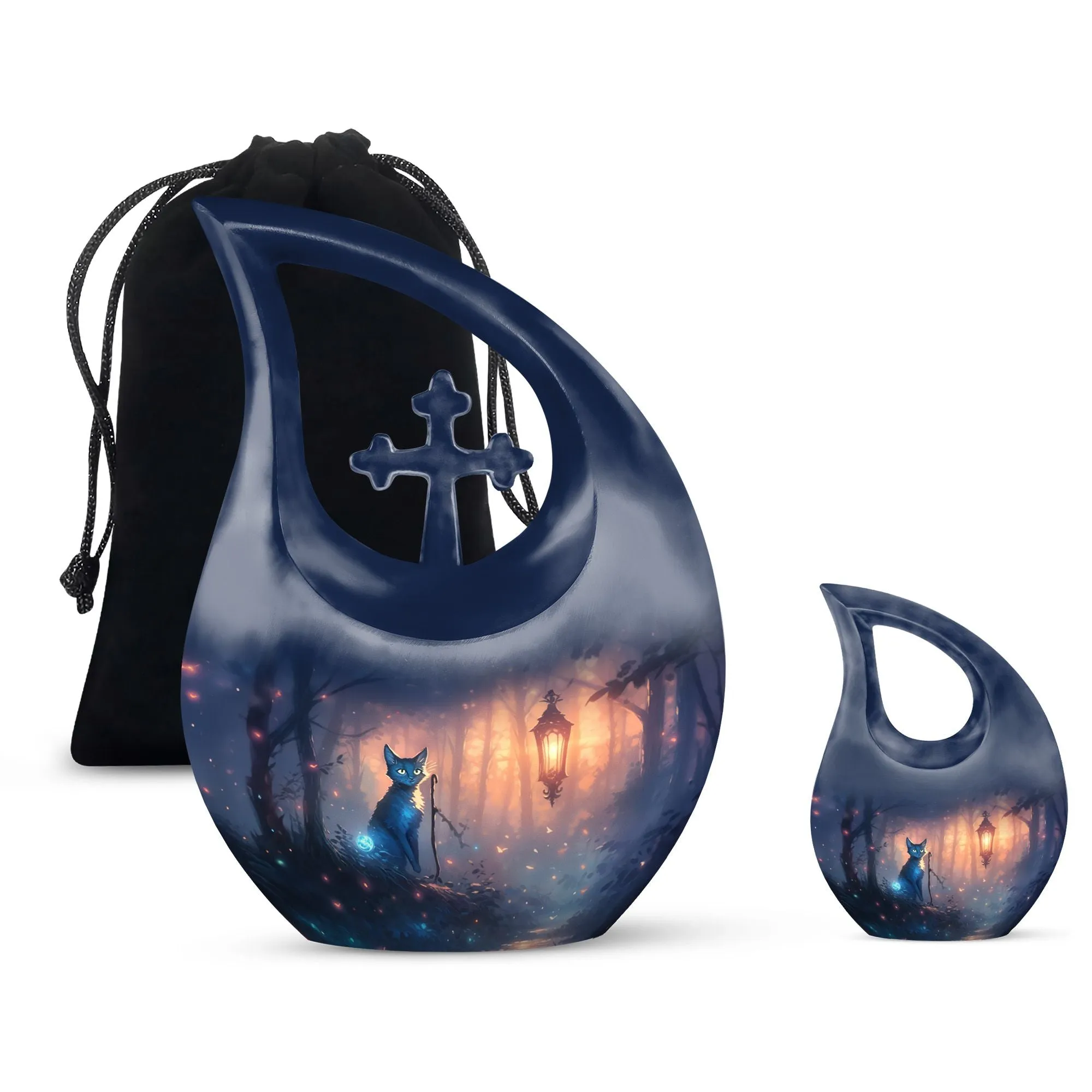 Cosmic Feline's Memorial Urn with Ethereal Presence