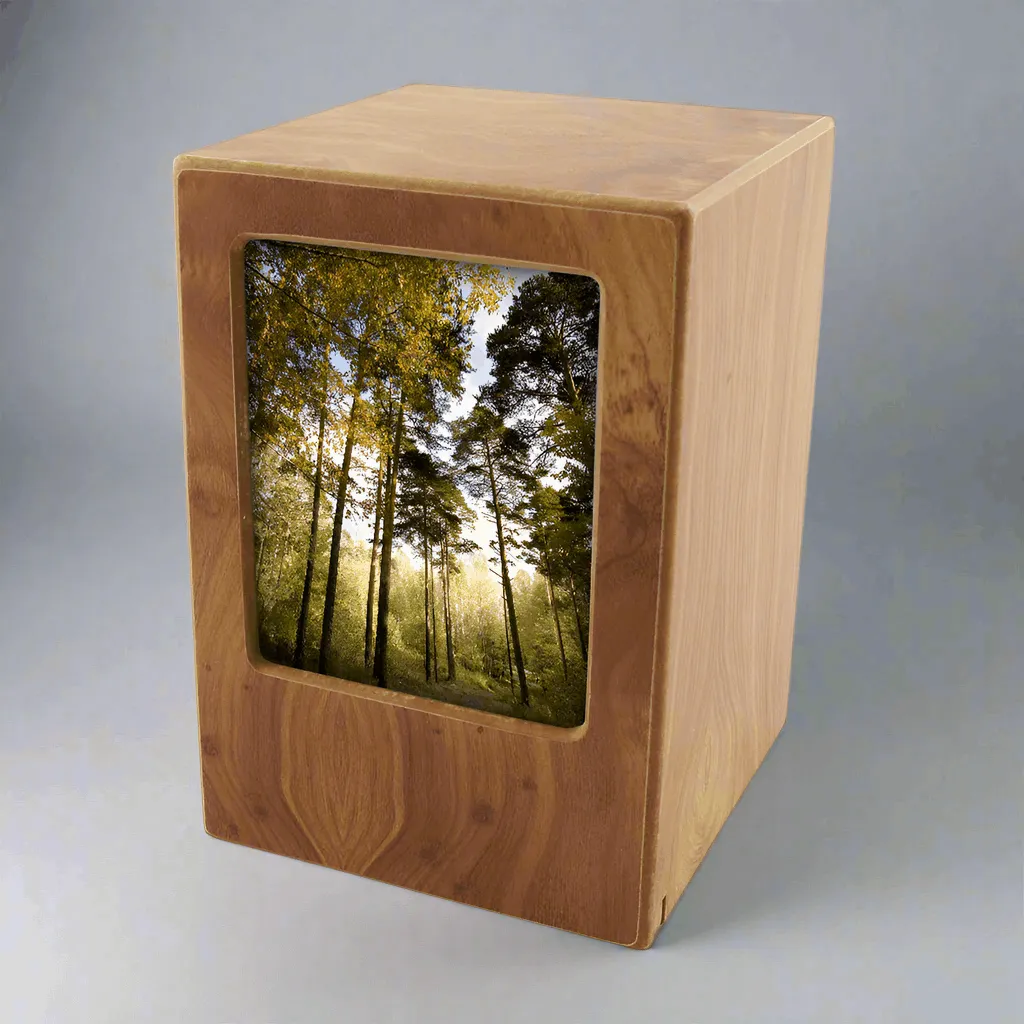 Cremation Photo Urn in Natural MDF