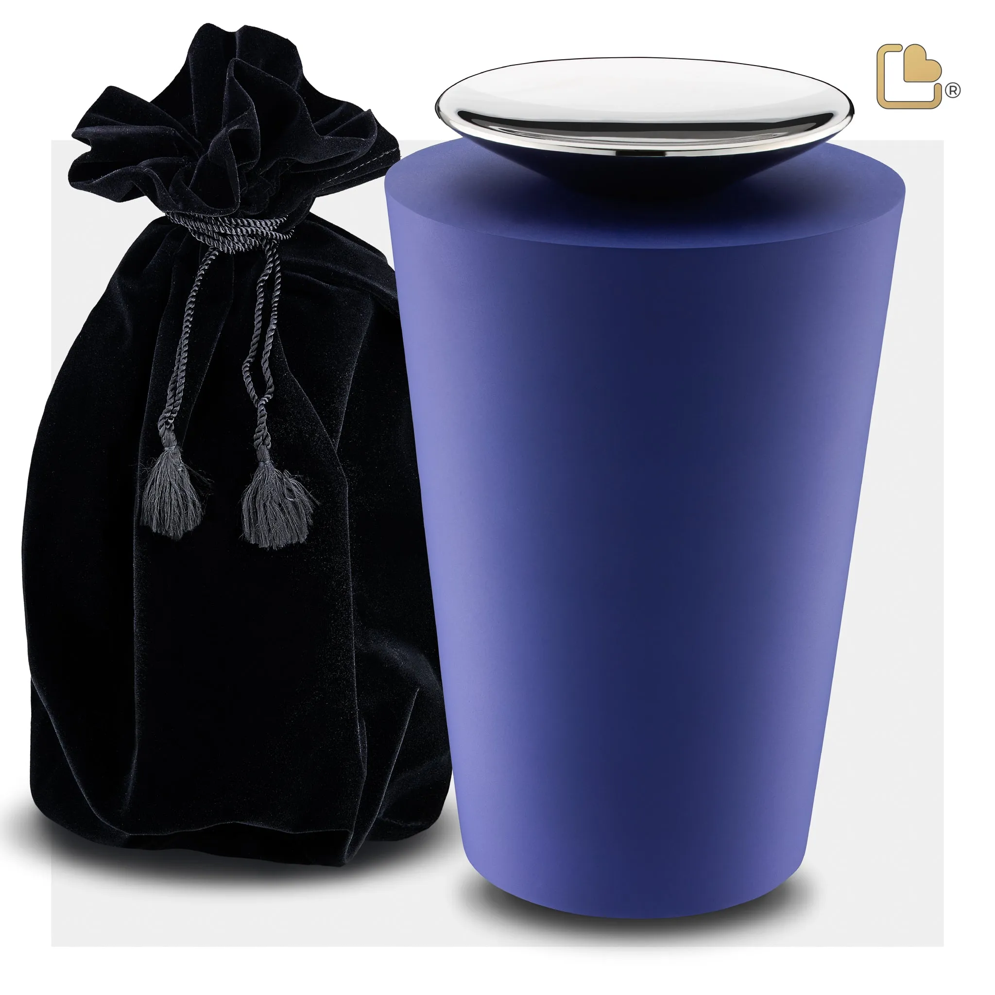 Crescent Tall Standard Adult Urn Navy & Polished Silver