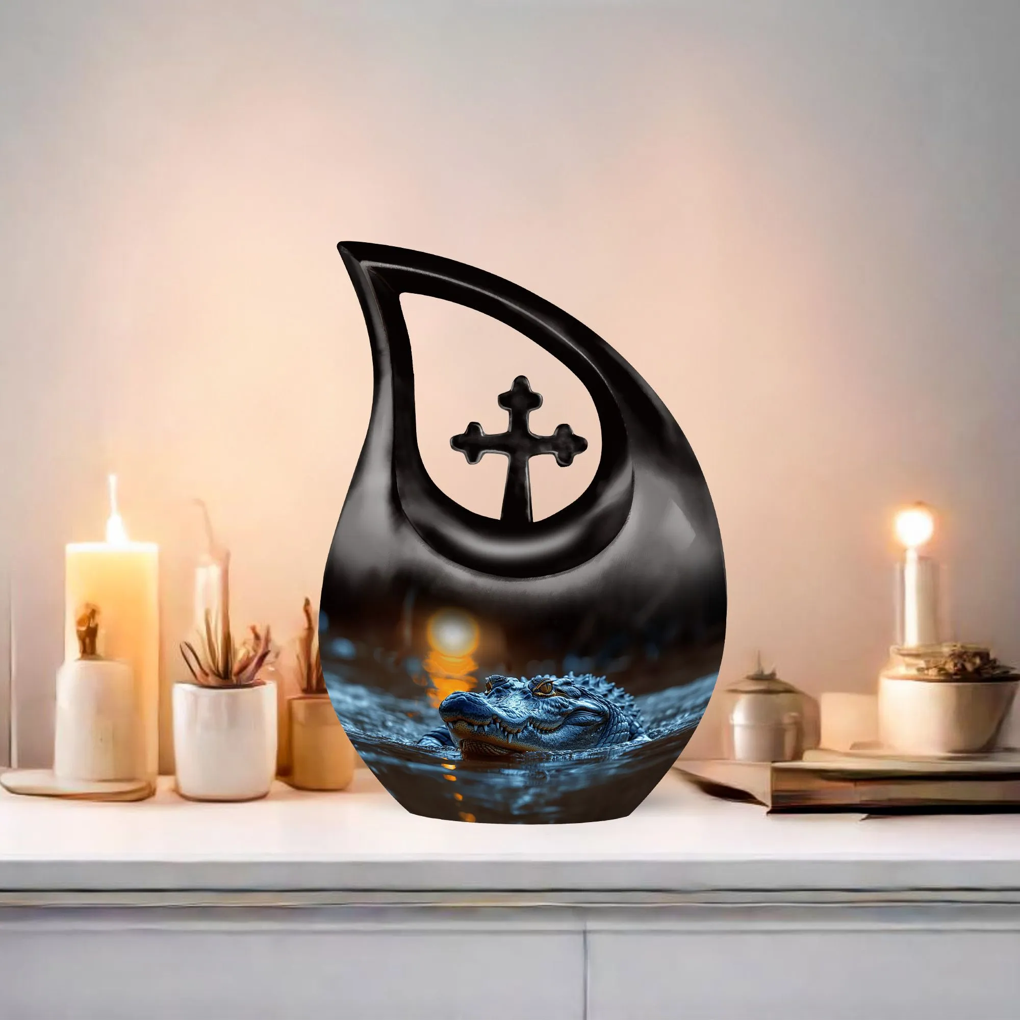 Cross Drop Alligator Urn: Artistically Crafted Custom Urn for Ashes