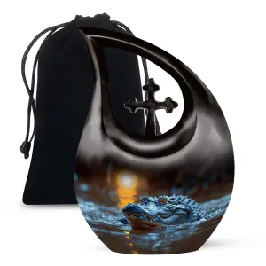 Cross Drop Alligator Urn: Artistically Crafted Custom Urn for Ashes