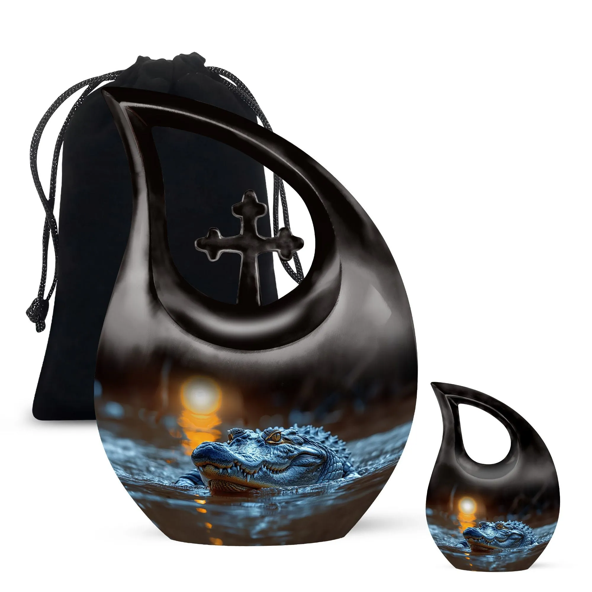 Cross Drop Alligator Urn: Artistically Crafted Custom Urn for Ashes