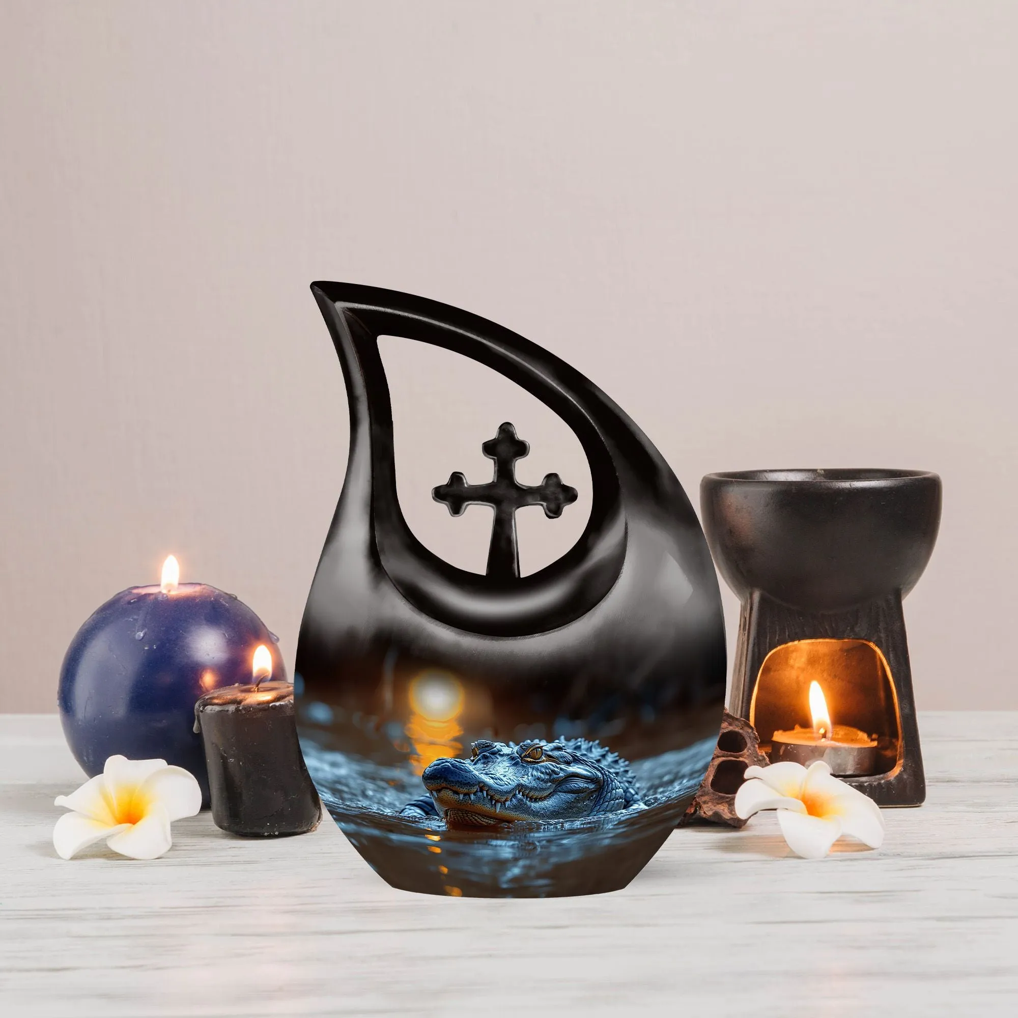 Cross Drop Alligator Urn: Artistically Crafted Custom Urn for Ashes
