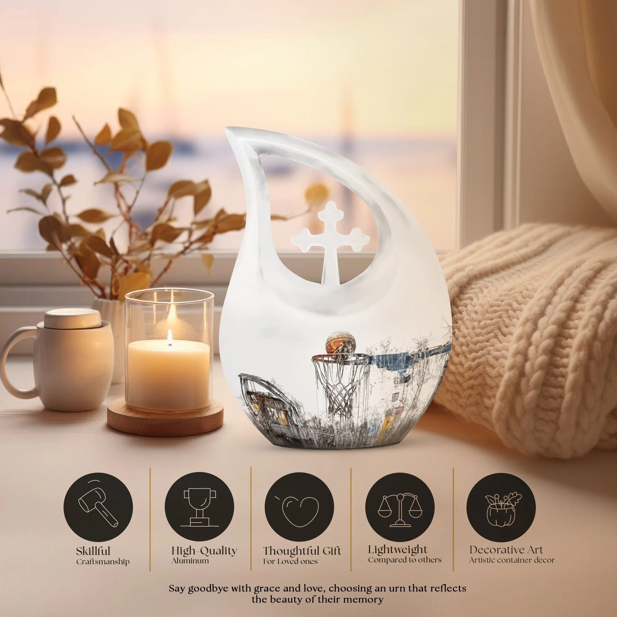 Cross Drop Basketball Urn: A Personalized Memorial Solution