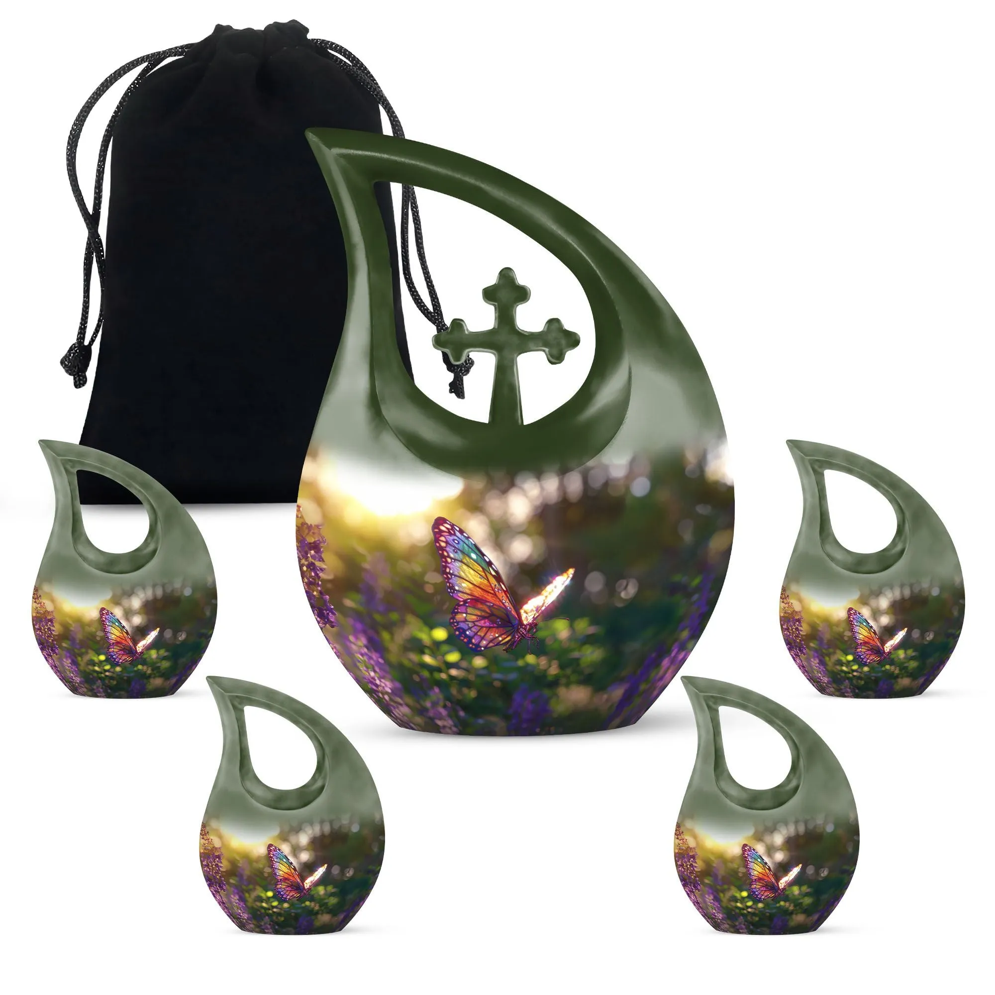 Cross Drop Butterfly Urn, Mini Urn For Human Ashes