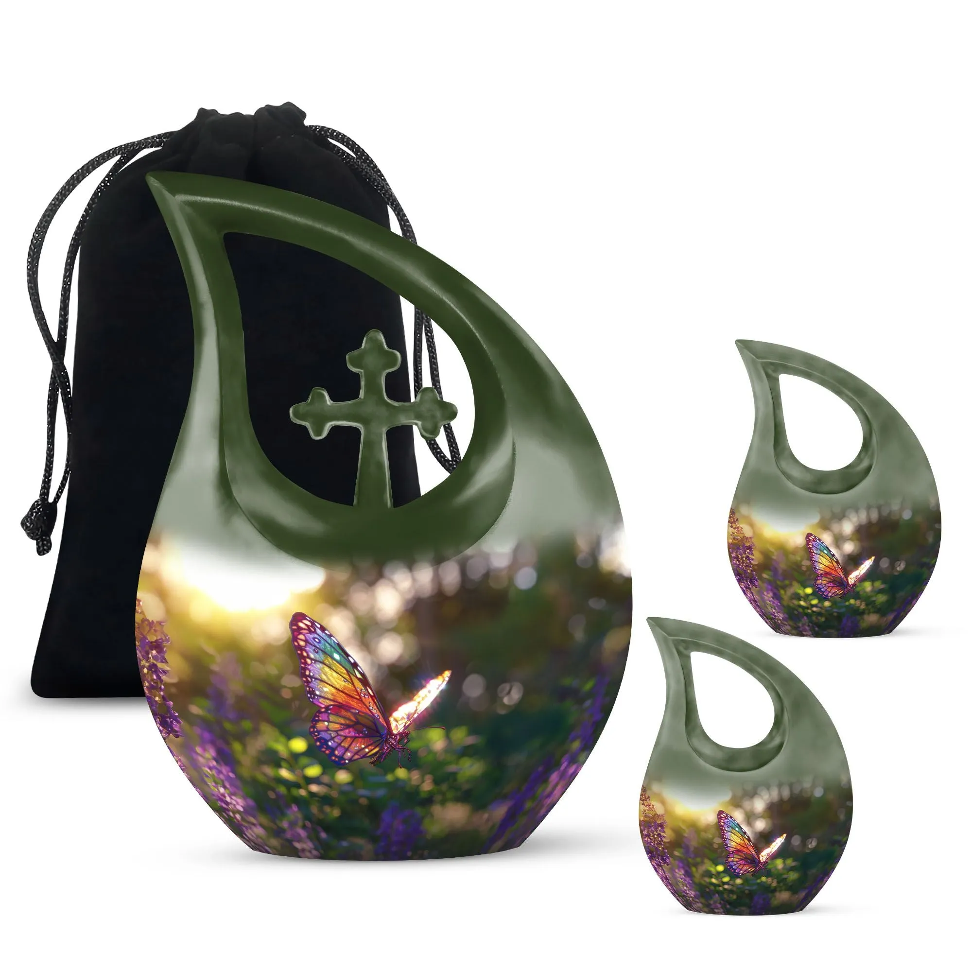 Cross Drop Butterfly Urn, Mini Urn For Human Ashes