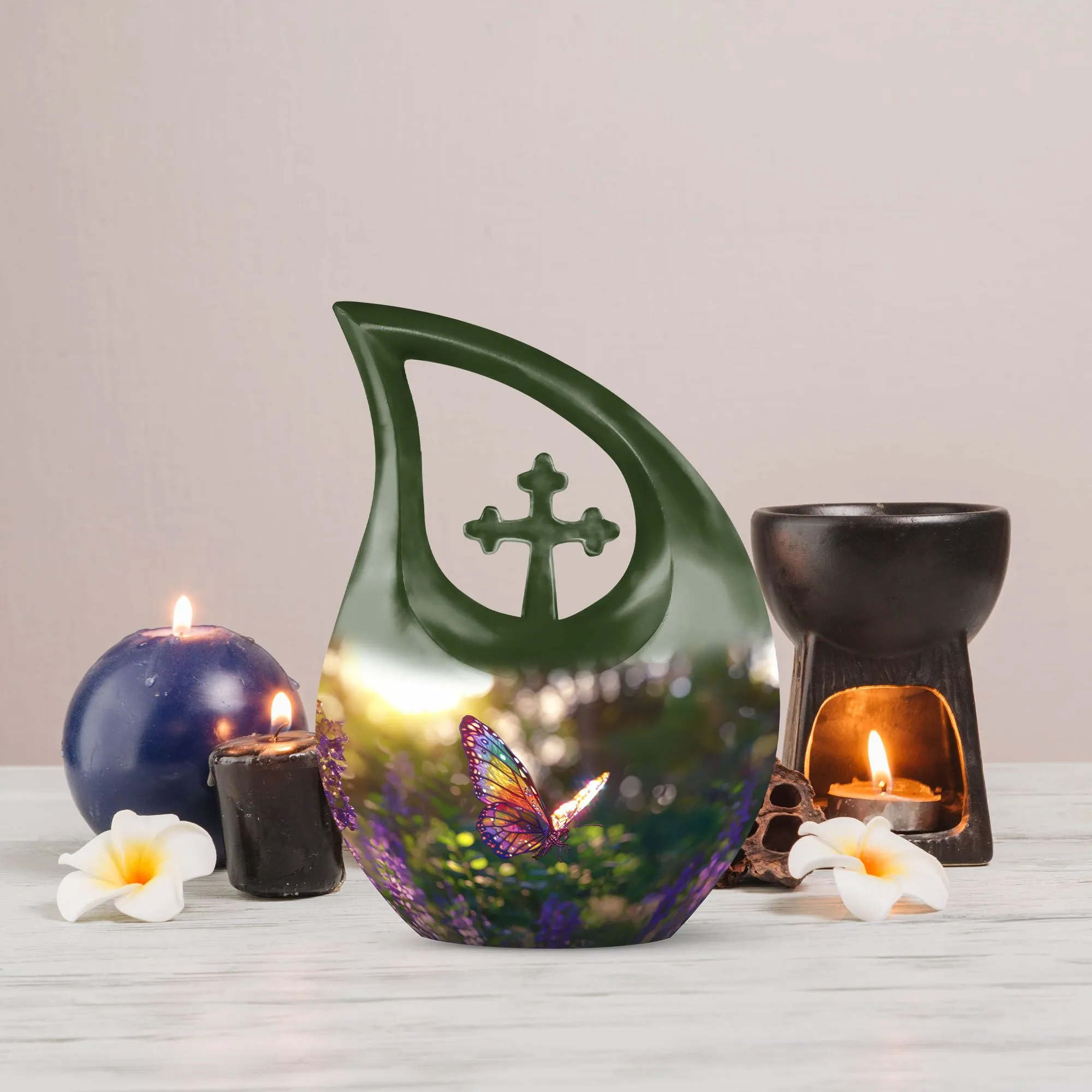 Cross Drop Butterfly Urn, Mini Urn For Human Ashes