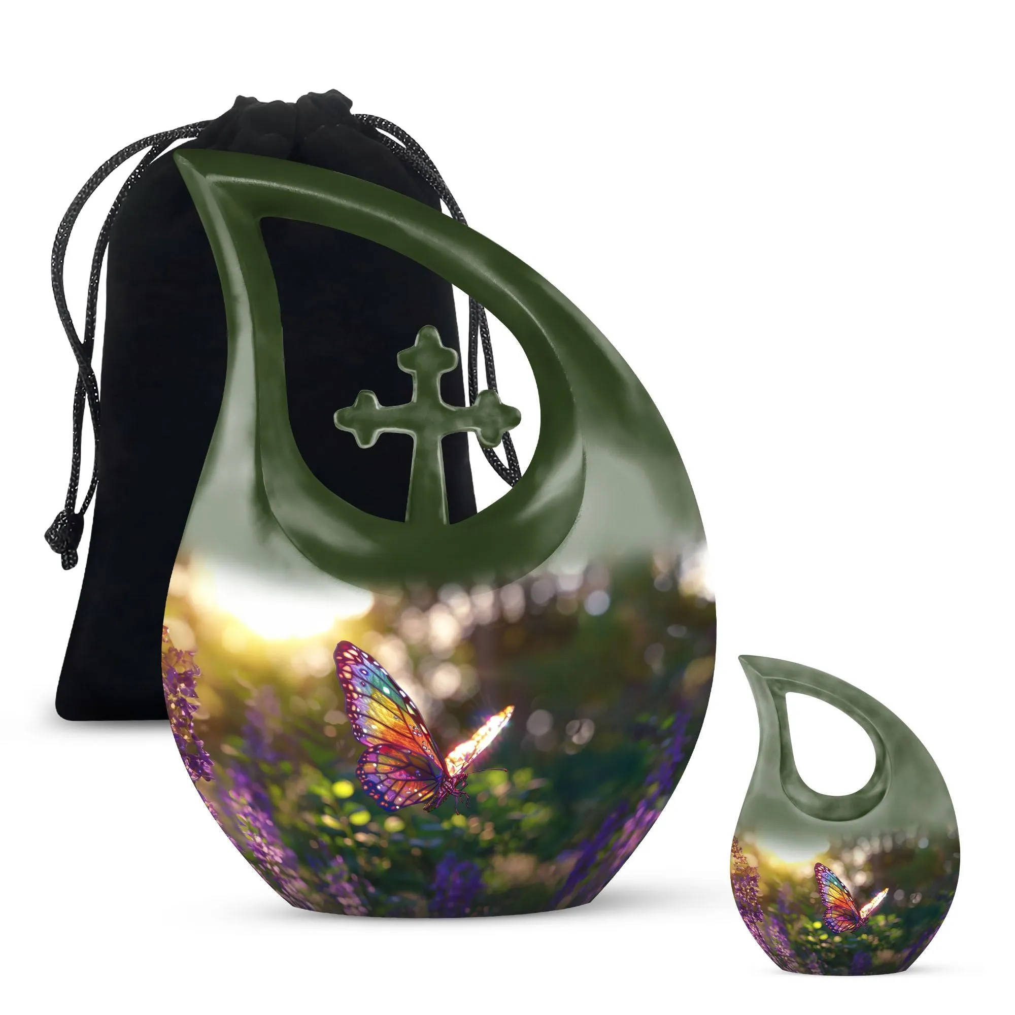 Cross Drop Butterfly Urn, Mini Urn For Human Ashes