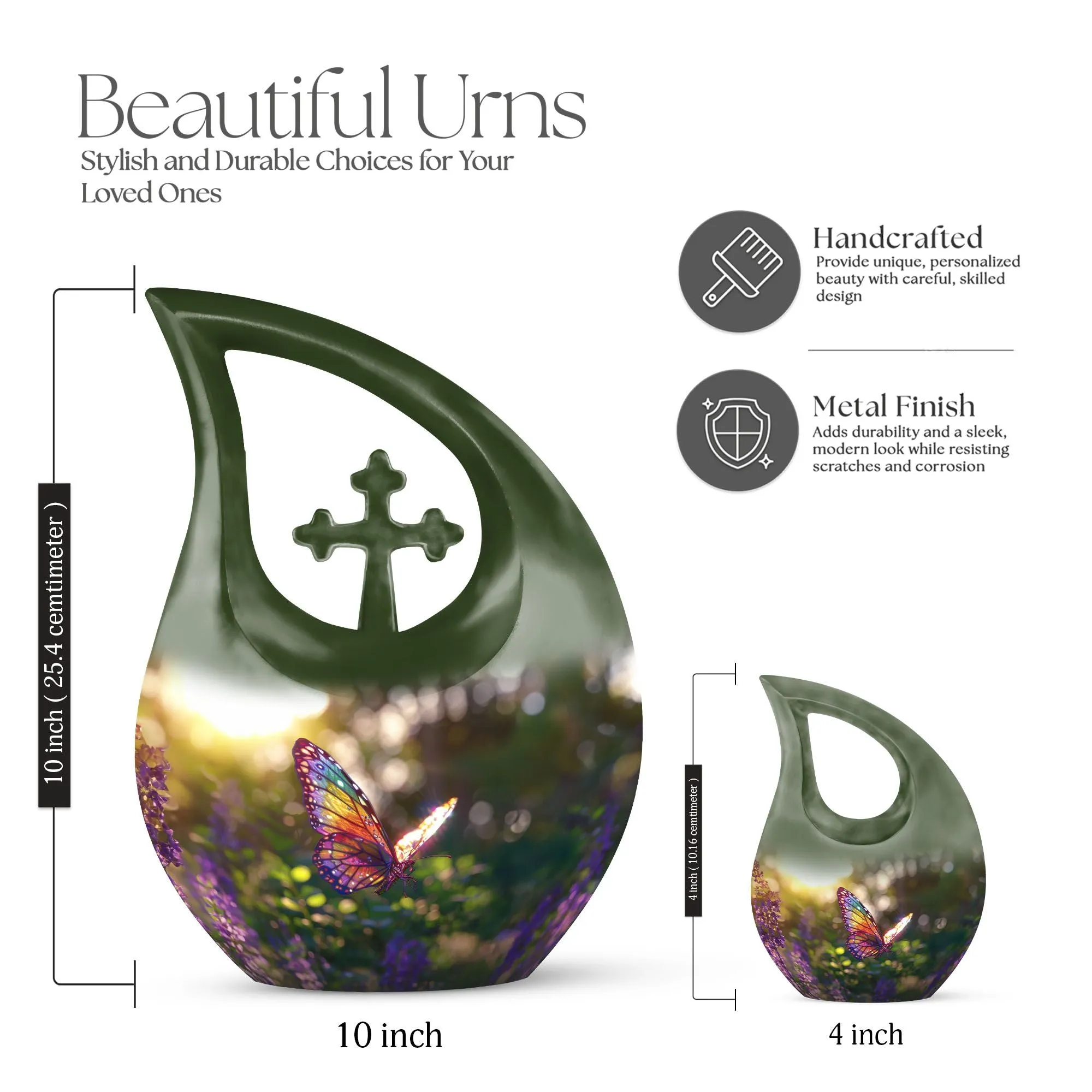 Cross Drop Butterfly Urn, Mini Urn For Human Ashes